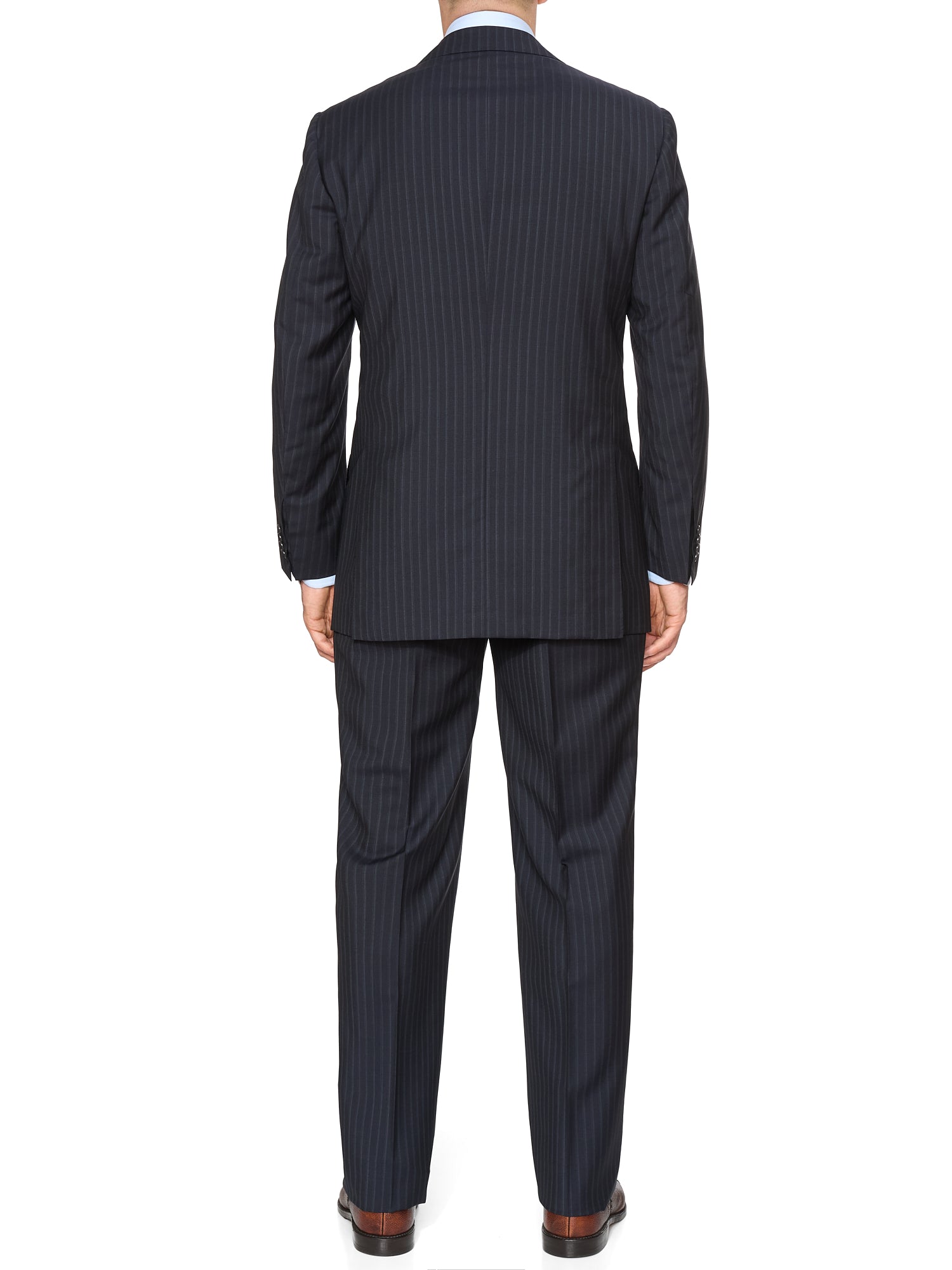 KITON Napoli Handmade Navy Striped Wool-Mohair Suit