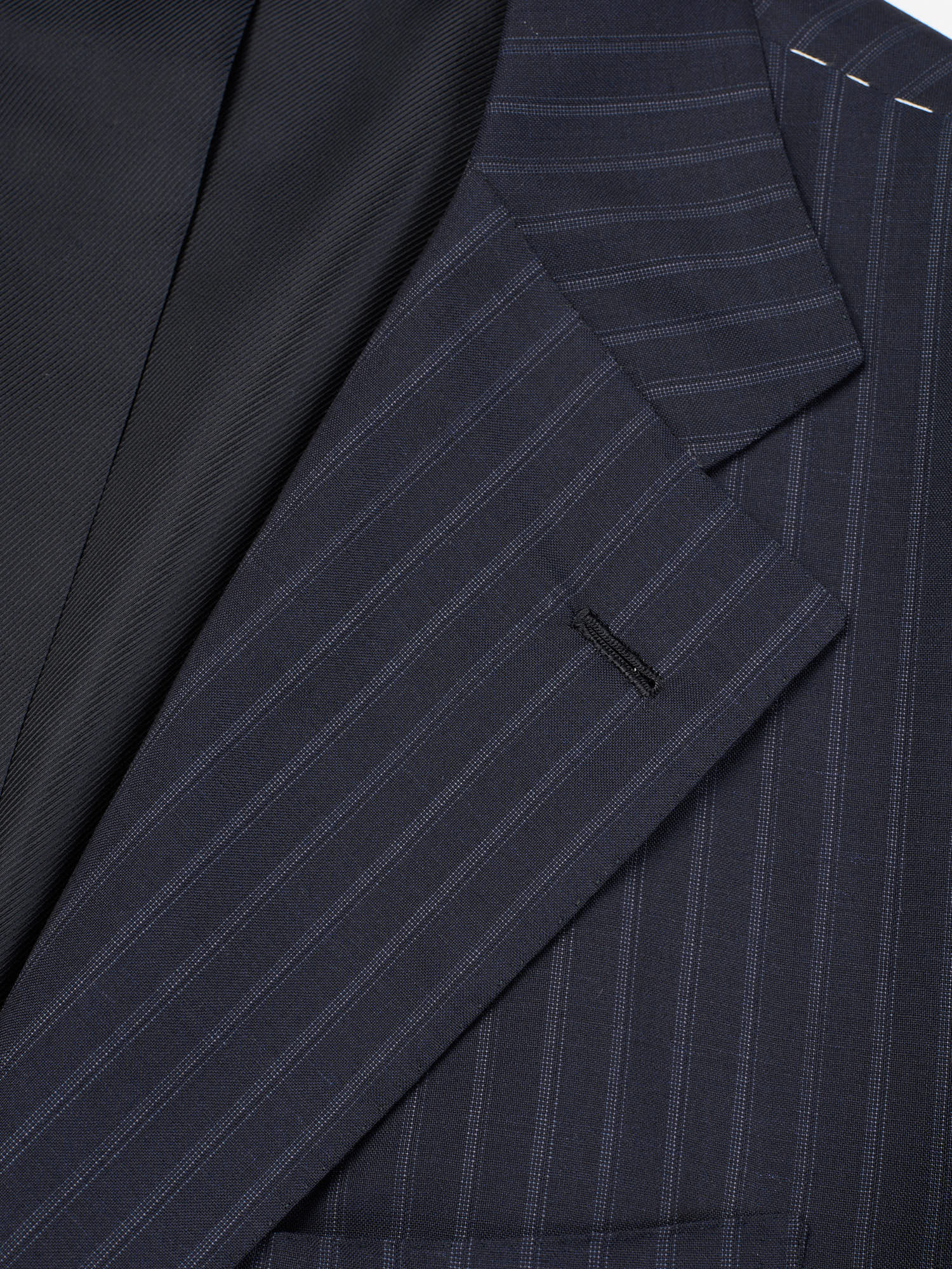KITON Napoli Handmade Navy Striped Wool-Mohair Suit