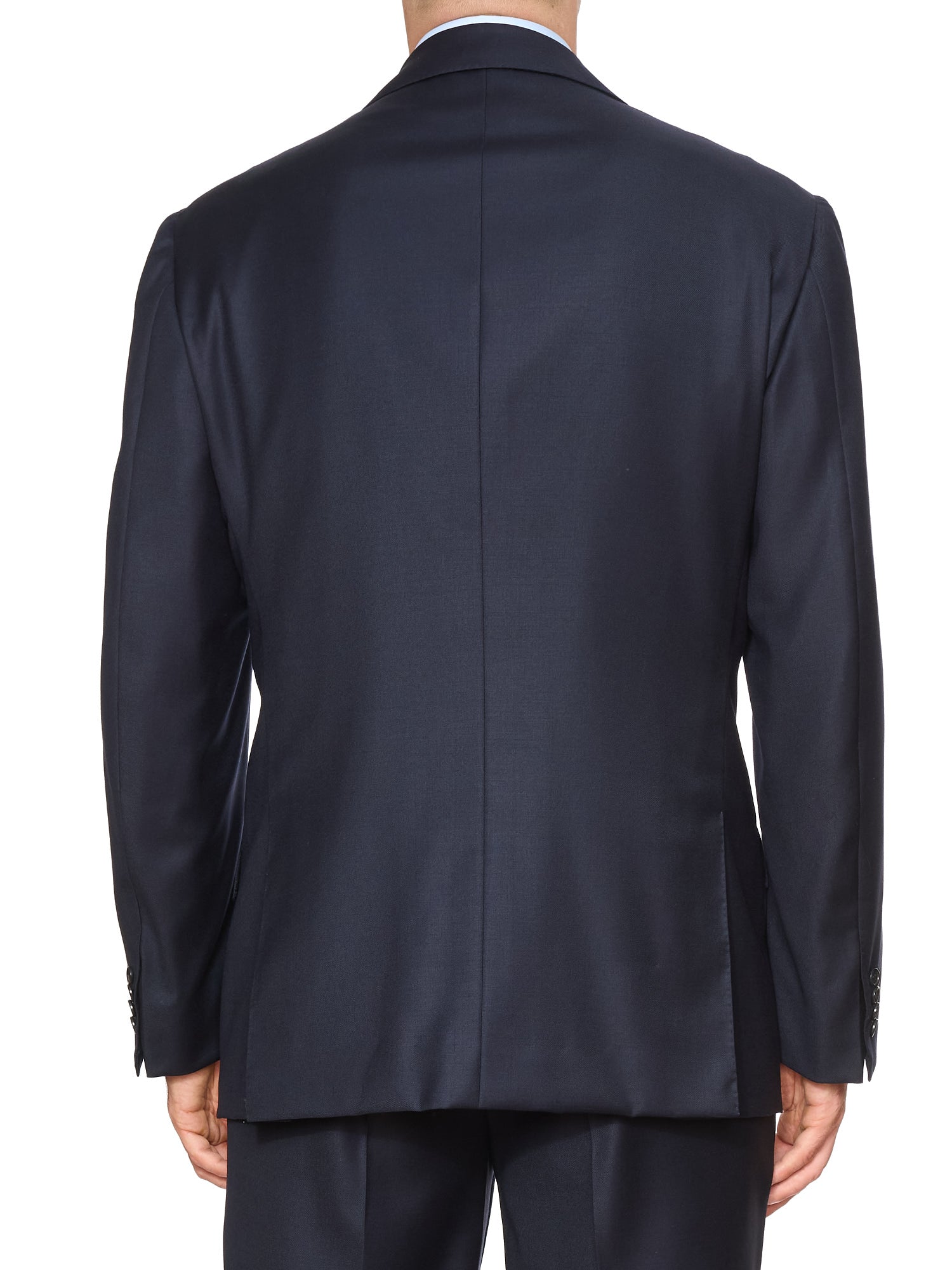 KITON Napoli Handmade Solid Navy Blue Wool Suit