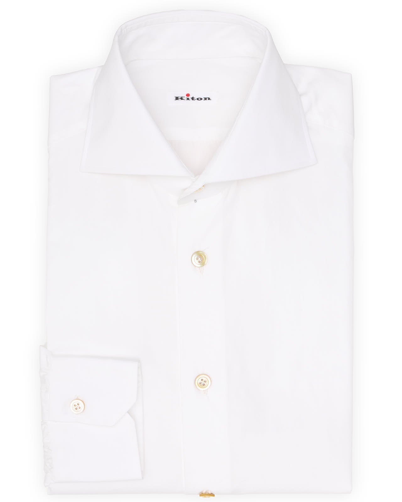KITON Napoli Handmade White Poplin Cotton Dress Shirt EU 39 NEW US 15.5