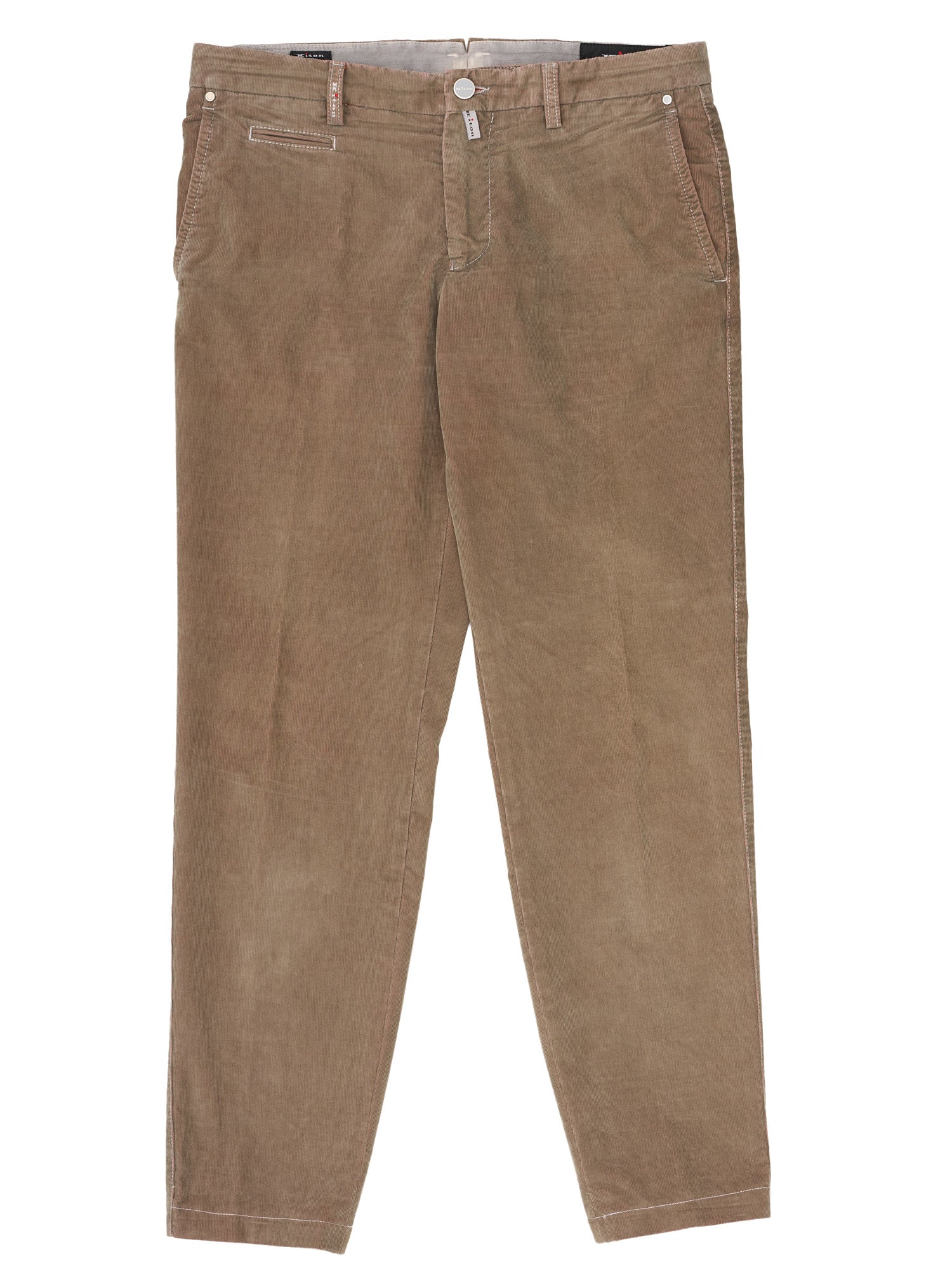 KITON Napoli Khaki Corduroy Cotton Chino Pants Slim