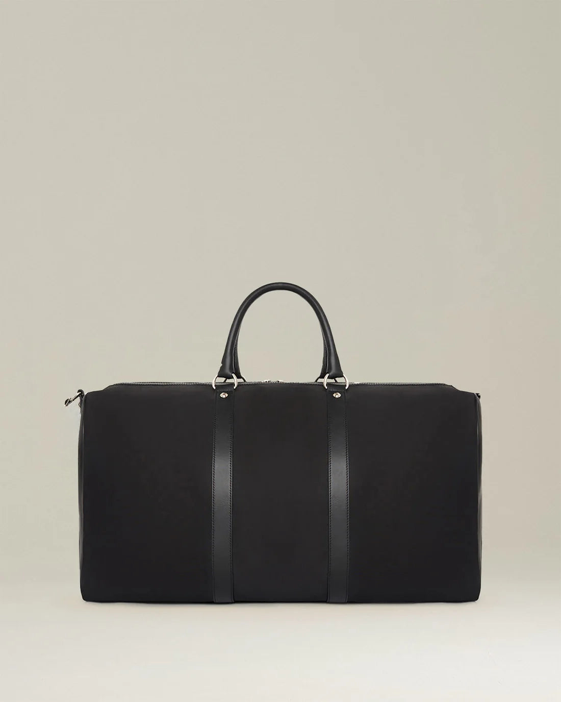 KITON Napoli Black Technical Textile Leather Trimmed Gym Duffle Bag