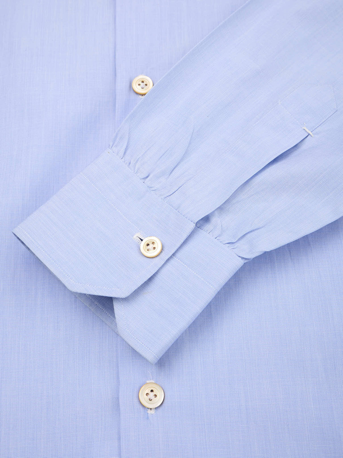 KITON Napoli Handmade Light Blue Cotton Chambray Dress Shirt