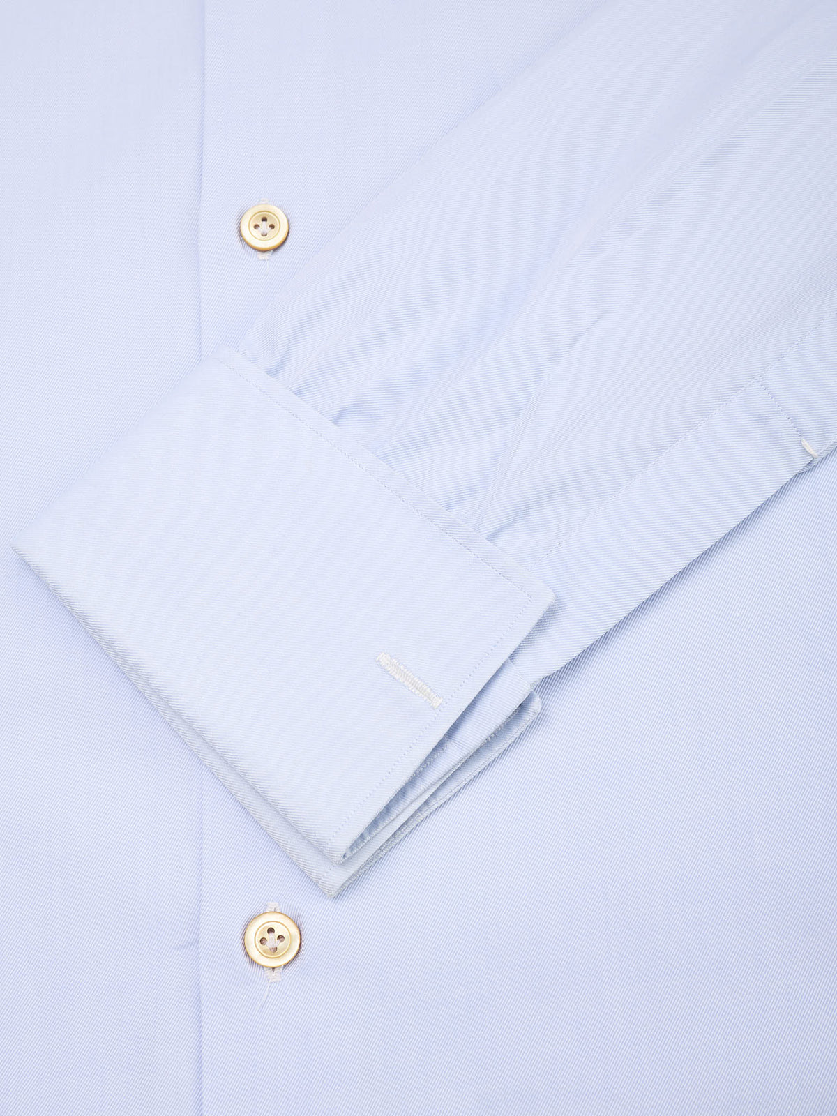 KITON Napoli Handmade Light Blue Twill Cotton French Cuff Dress Shirt