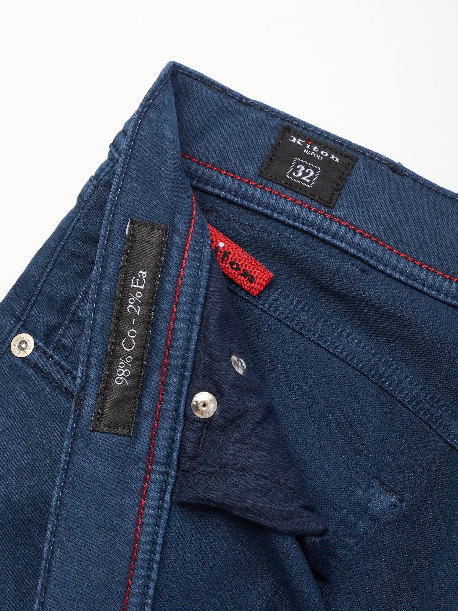 KITON Napoli Navy Blue Cotton Super Slim Fit Jeans US 32 EU 48