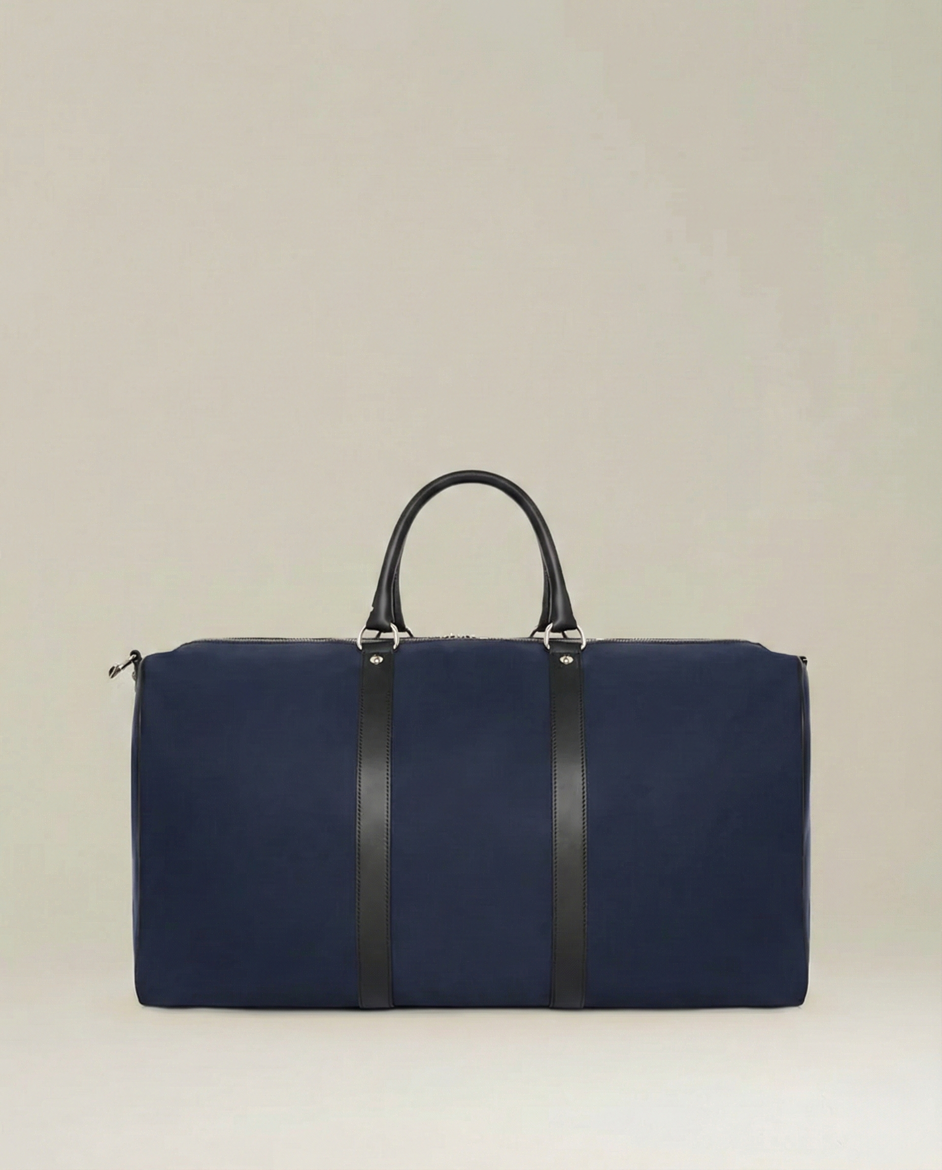 KITON Navy Blue Terchnical Textile Leather Trimmed Gym Duffle Bag