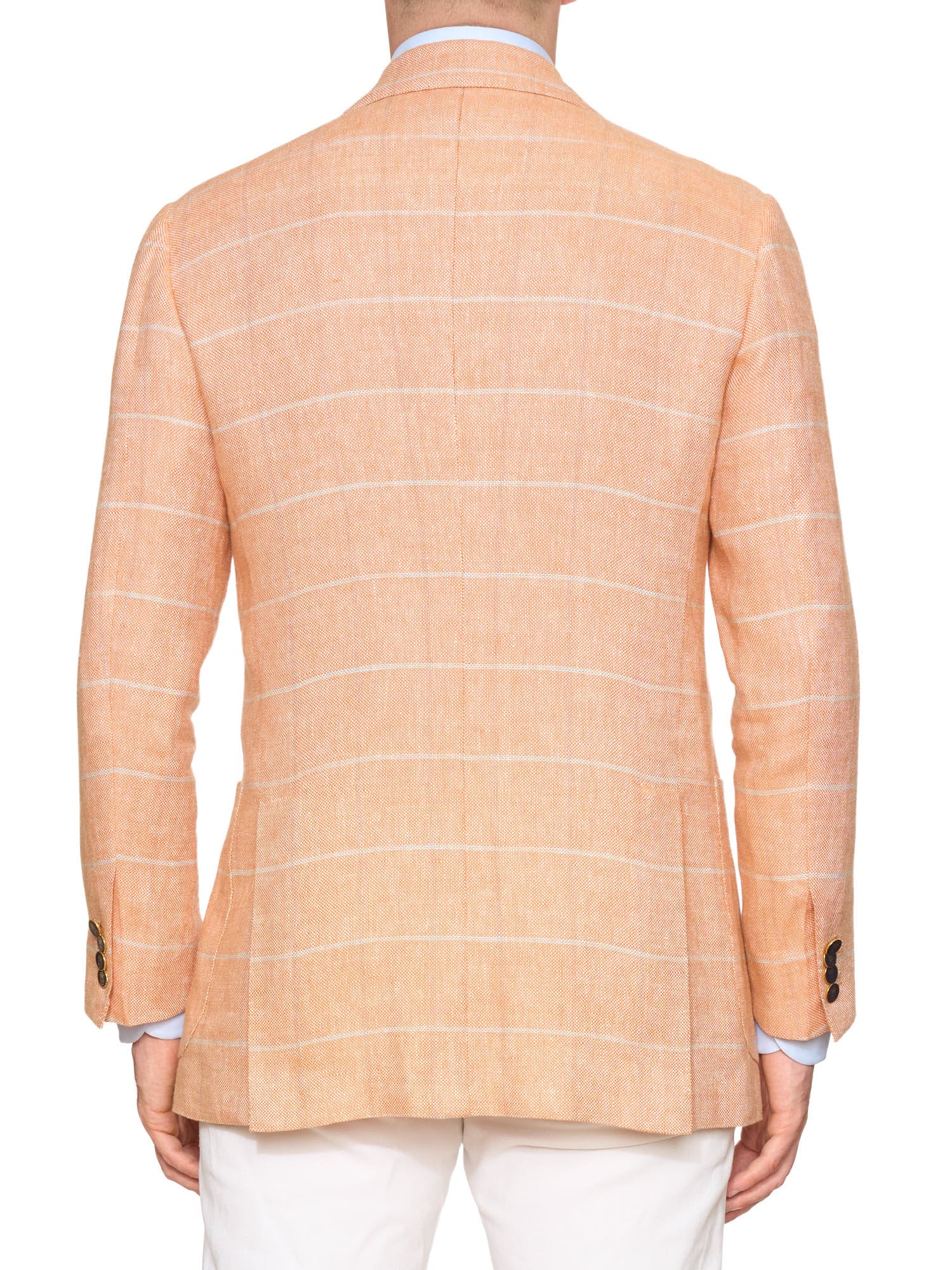 KITON Napoli Peach Windowpane Cashmere-Linen Regular Fit Jacket