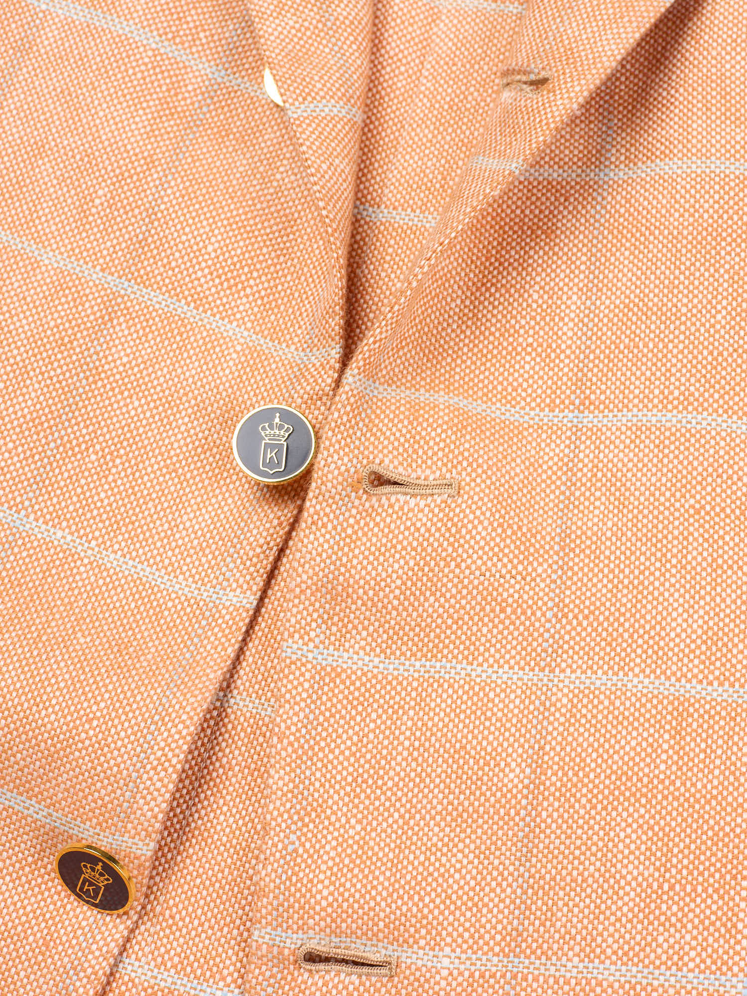 KITON Napoli Peach Windowpane Cashmere-Linen Regular Fit Jacket