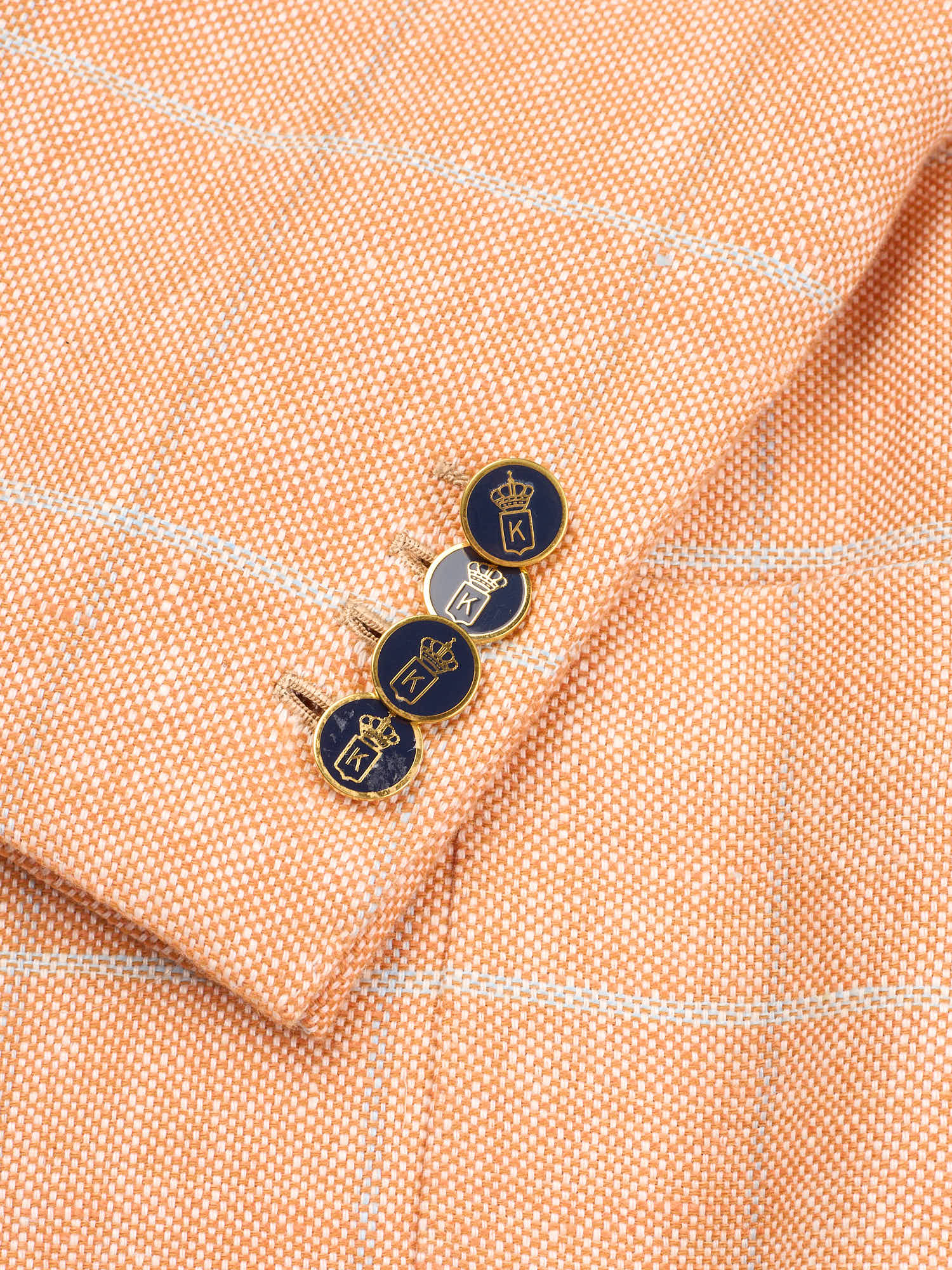 KITON Napoli Peach Windowpane Cashmere-Linen Regular Fit Jacket