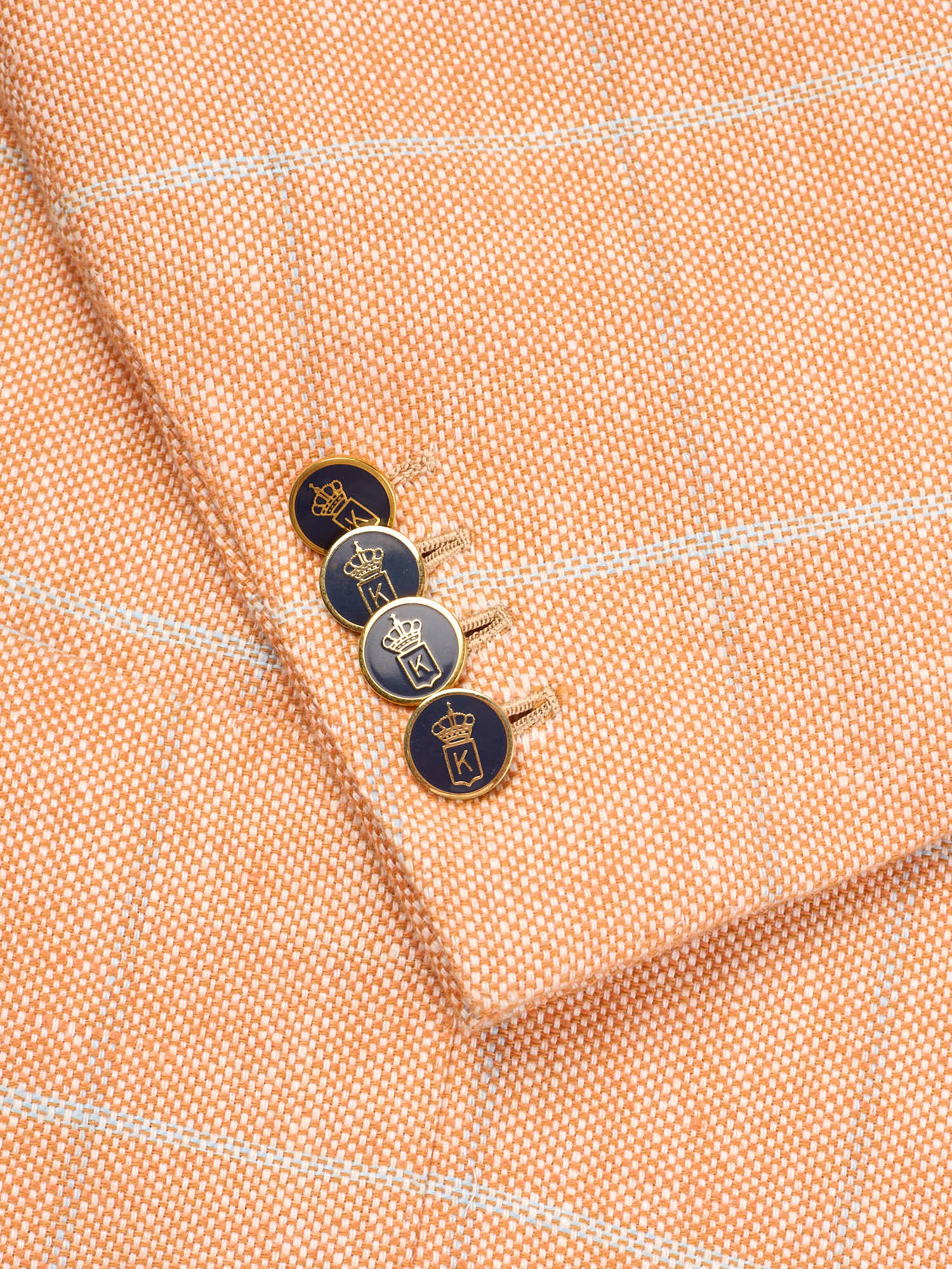 KITON Napoli Peach Windowpane Cashmere-Linen Regular Fit Jacket