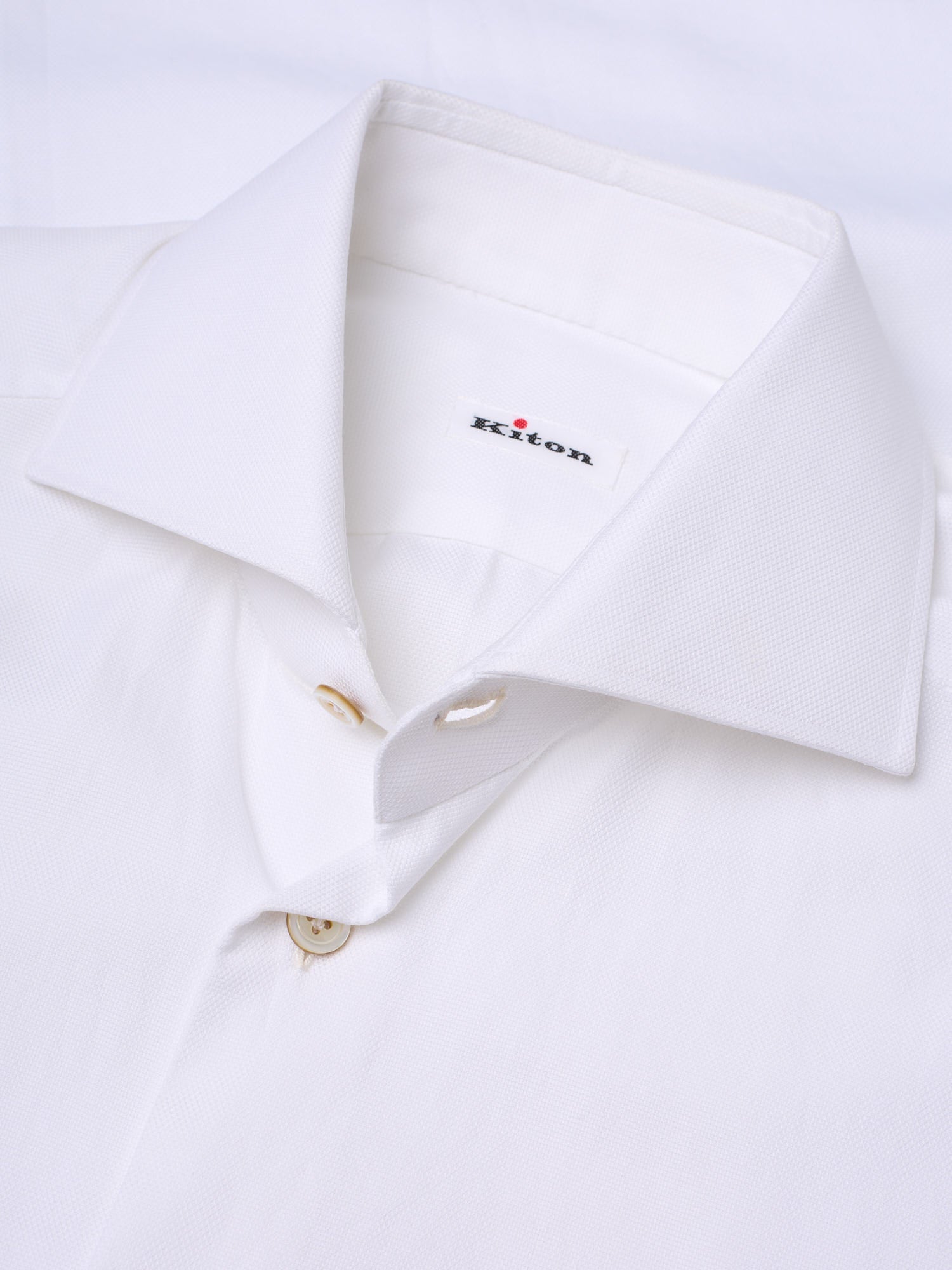 KITON Napoli White Oxford Cotton Dress Shirt