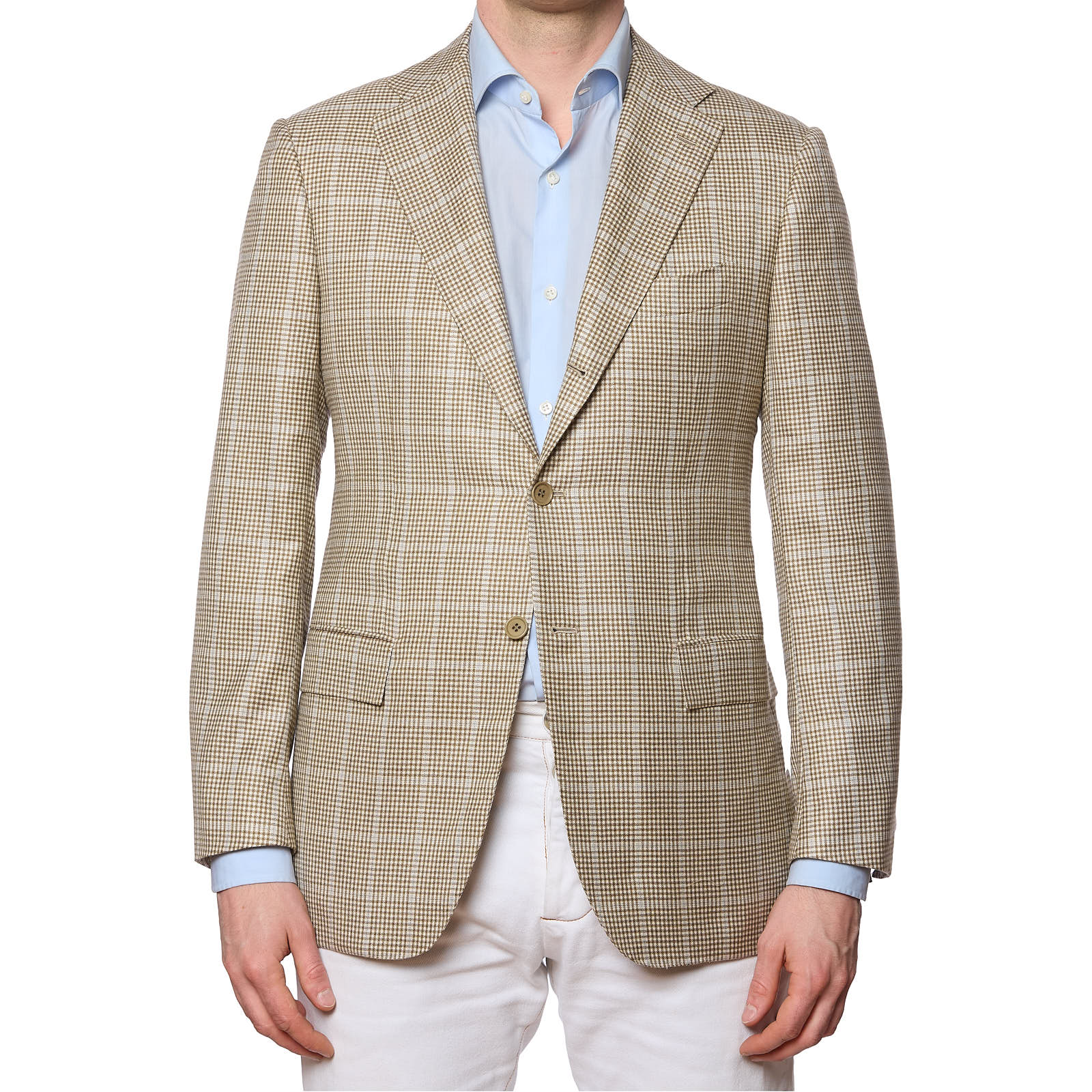 KITON Napoli for VANNUCCI Handmade Beige Plaid Cashmere Jacket EU 50 NEW US 40