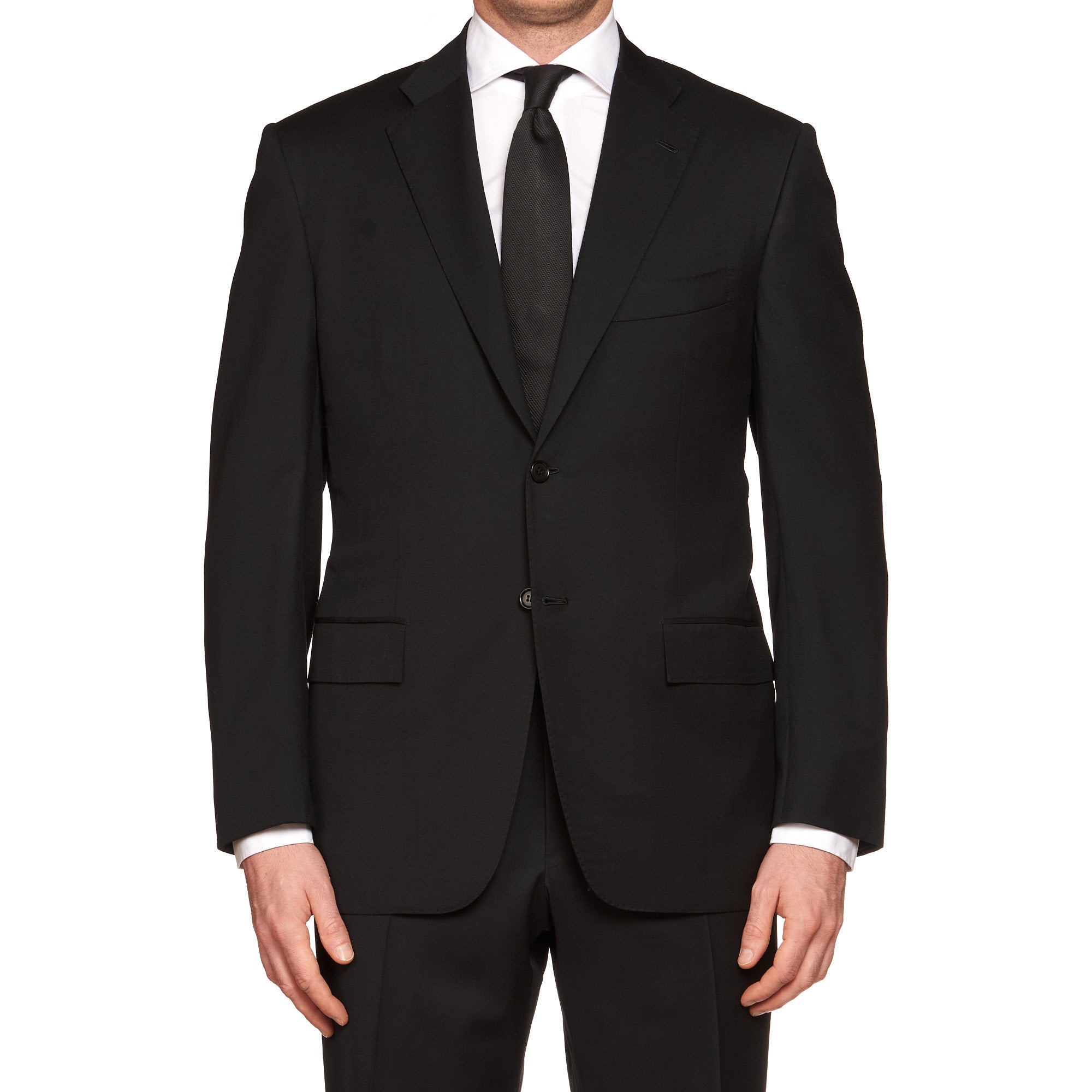 KITON Napoli for VANNUCCI Handmade Black Wool Elegant Suit EU 54 NEW US 44 Regular Fit KITON