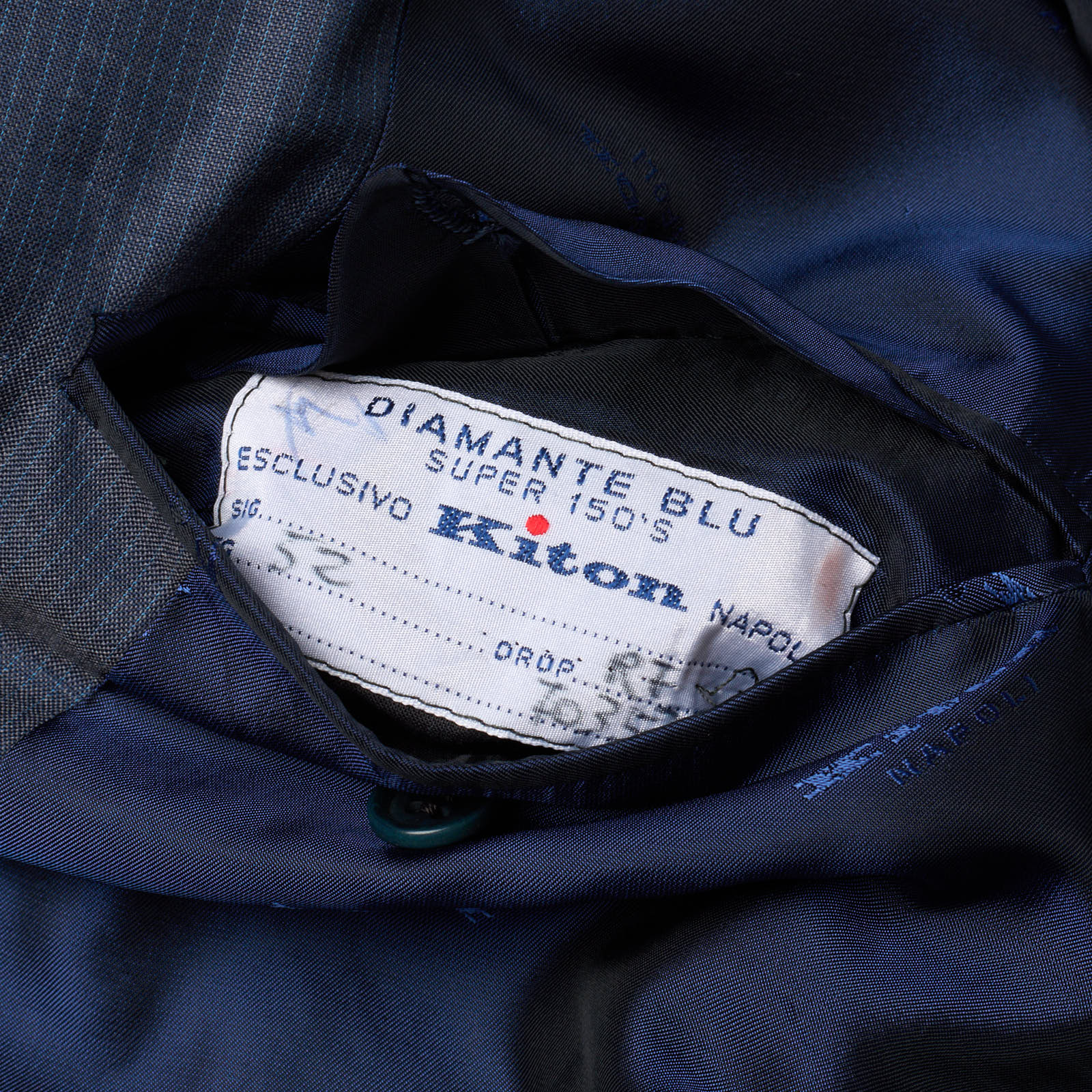 KITON Napoli for VANNUCCI Handmade Blue Striped Wool Suit EU 52 NEW US 42