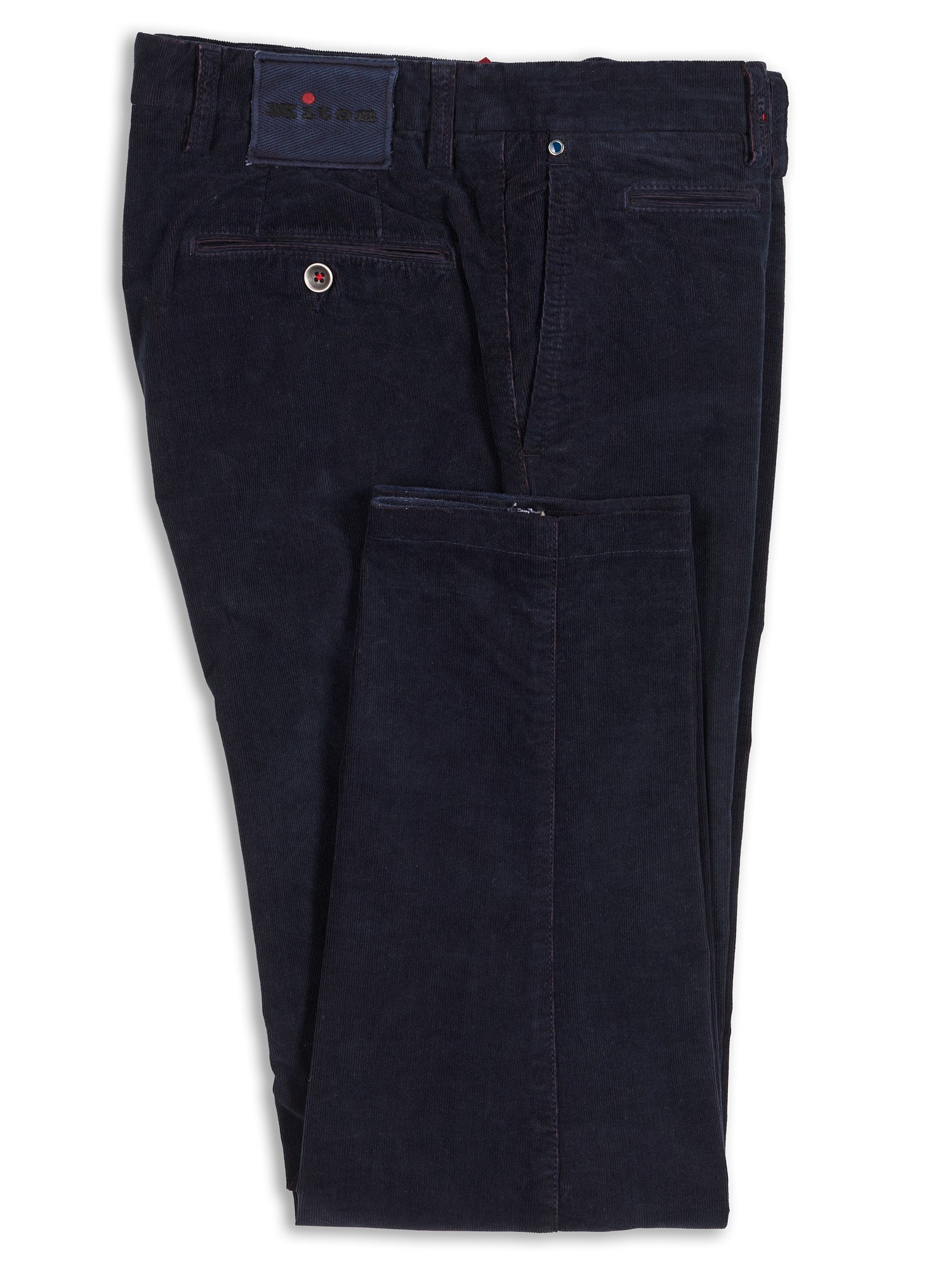 KITON Napoli Navy Blue Corudroy Cotton Slim Fit Chino Pants US 33