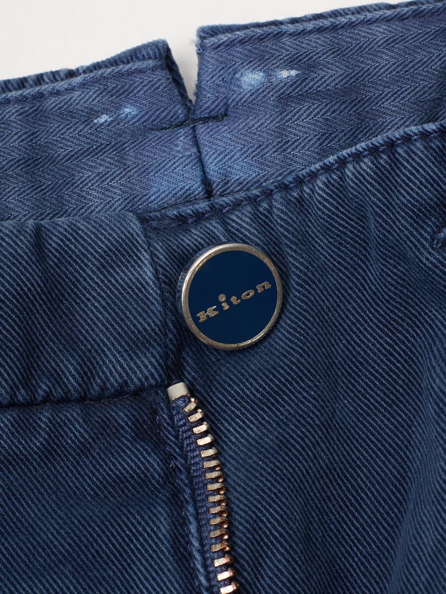 KITON Navy Blue Cotton Slim Fit Chino Pants US 32