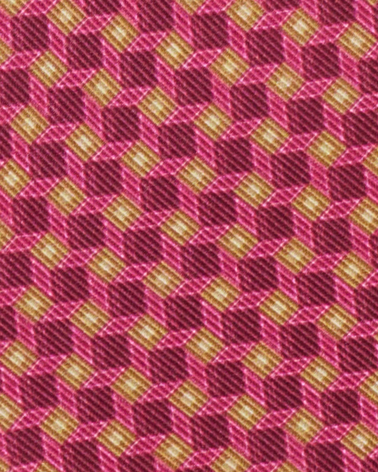 KITON Pink Geometric Seven Fold Silk Tie NEW