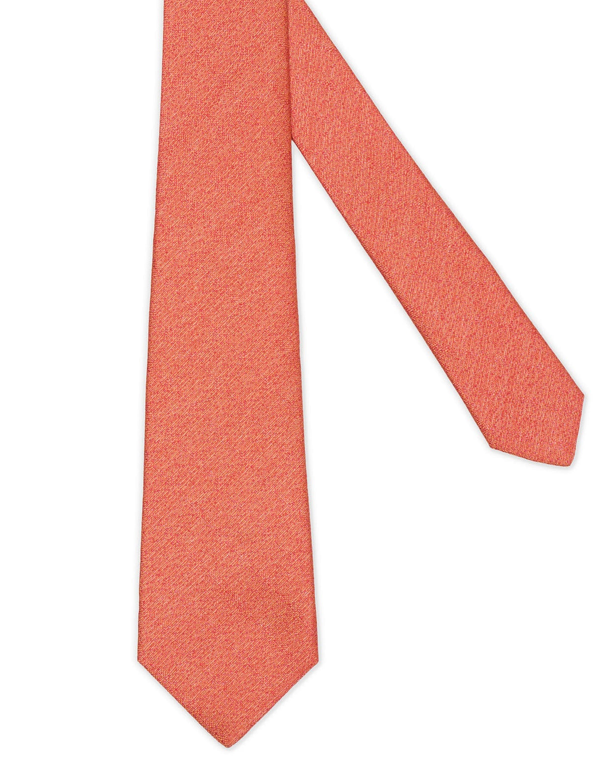 KITON Orange Micro Seven Fold Silk Tie NEW