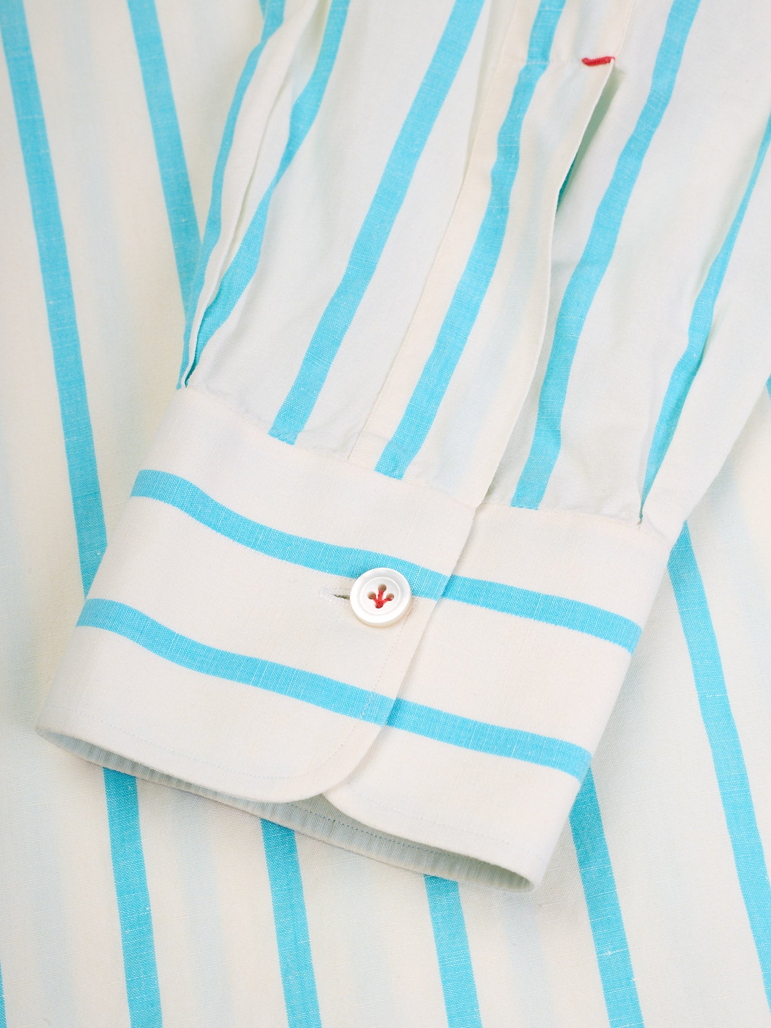 KITON "CIPA 1960" Cotton-Linen Azure Striped Dress Shirt EU 42 US 16.5