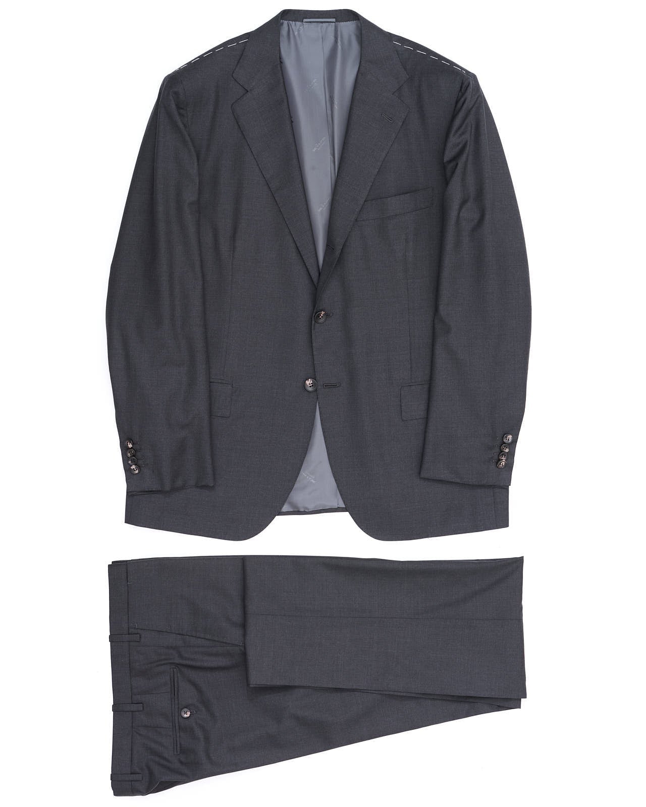 KITON "EVO" for VANNUCCI Handmade Gray Wool Suit US 48 NEW EU 58