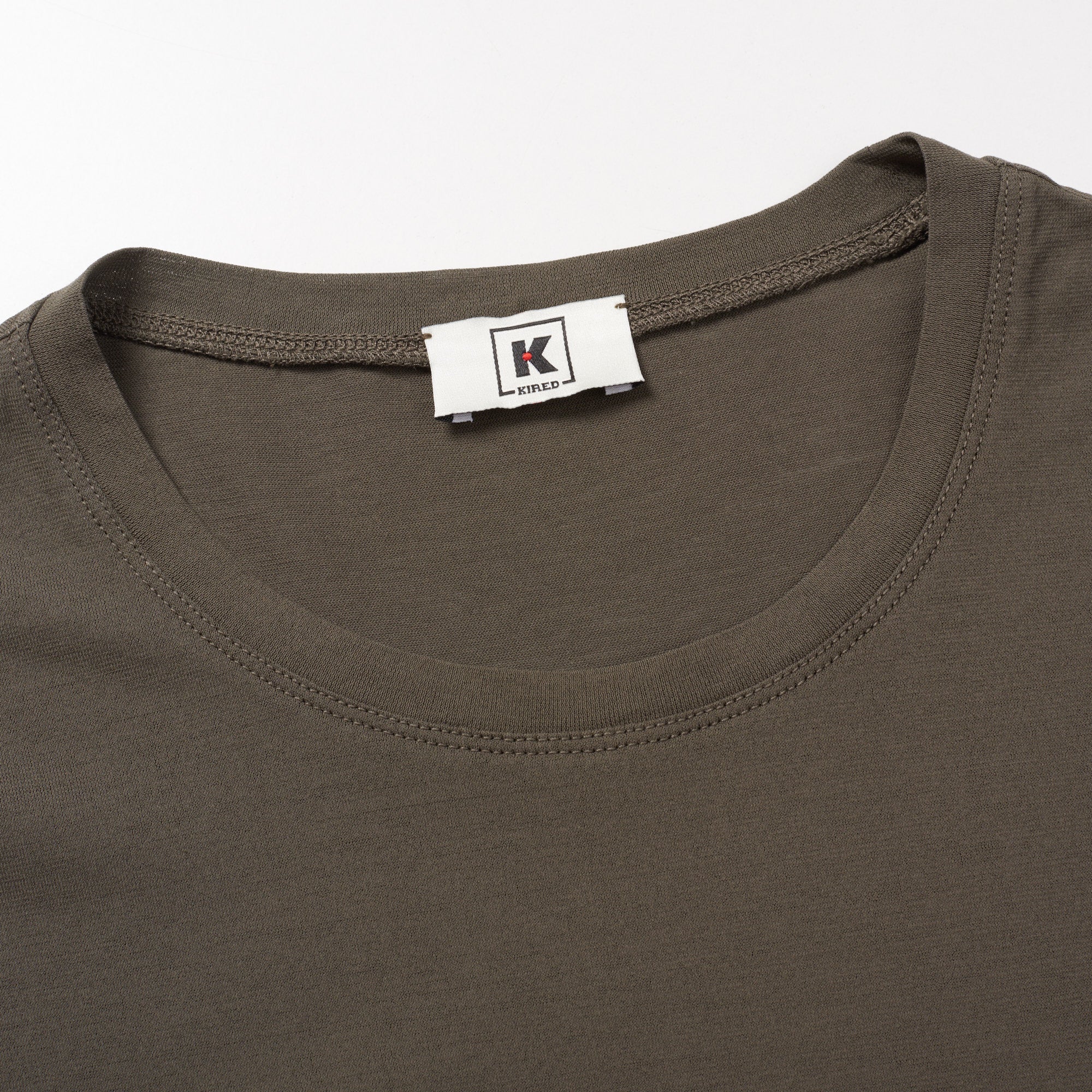 Kiton KIRED "Baciomc" Army Green Exclusive Crepe Cotton Short Sleeve T-Shirt Slim 2023 KIRED