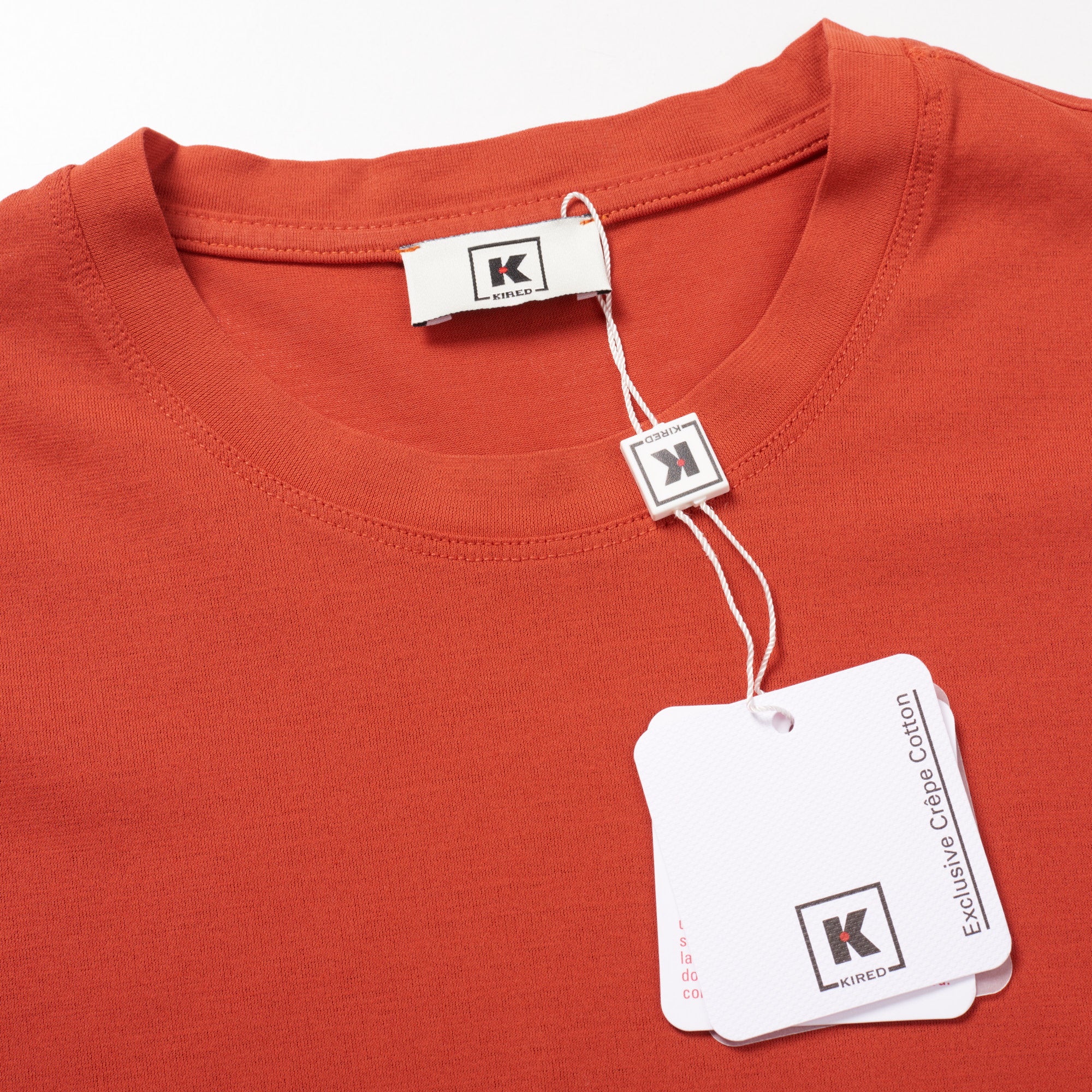 Kiton KIRED "Baciomc" Brick Red Exclusive Crepe Cotton Short Sleeve T-Shirt Slim 2023 KIRED