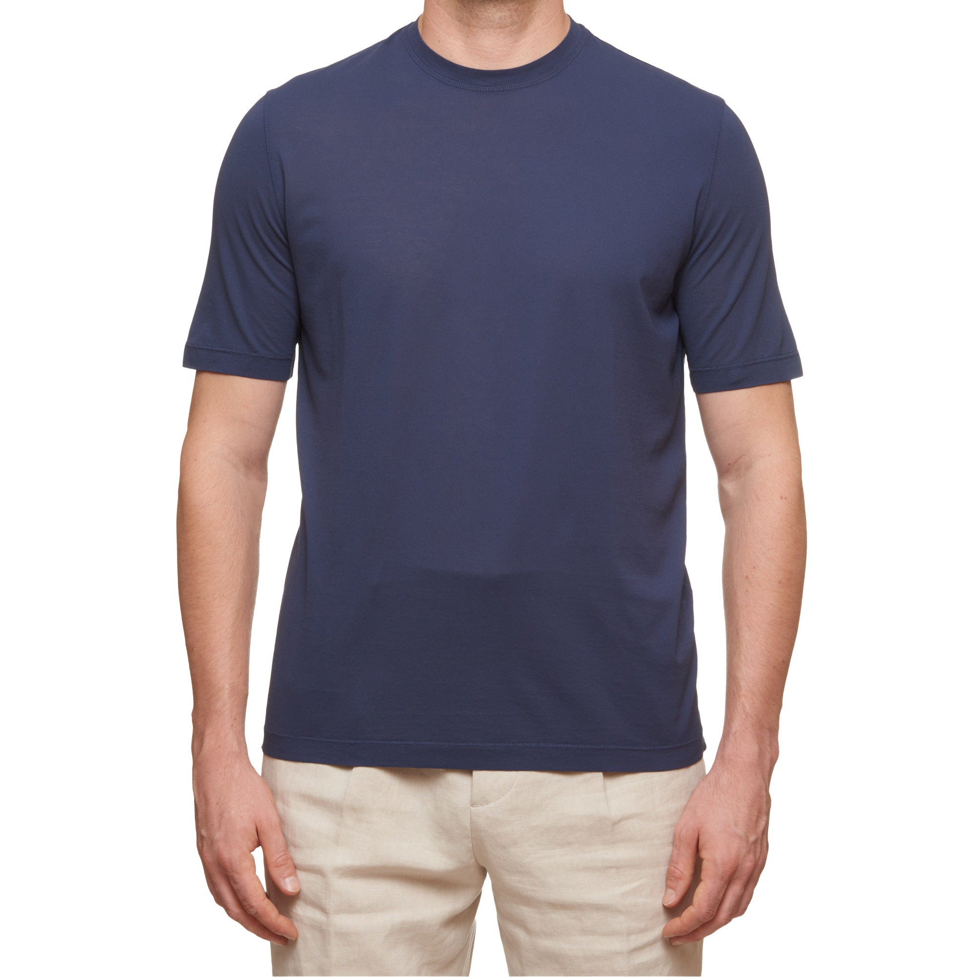 Kiton KIRED "Baciomc" Dark Blue Exclusive Crepe Cotton Short Sleeve T-Shirt 52 L 2023 KIRED