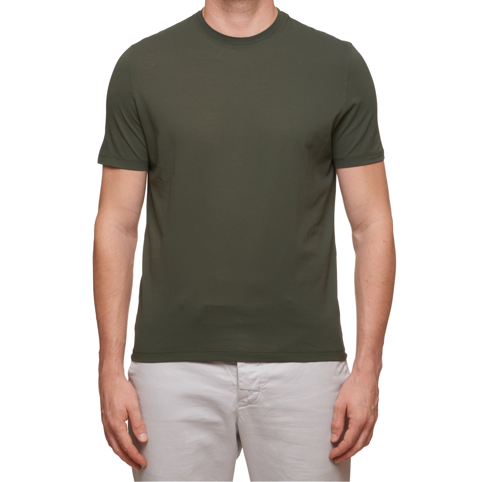 Kiton KIRED "Baciomc" Green Exclusive Crepe Cotton Short Sleeve T-Shirt Slim 2023 KIRED