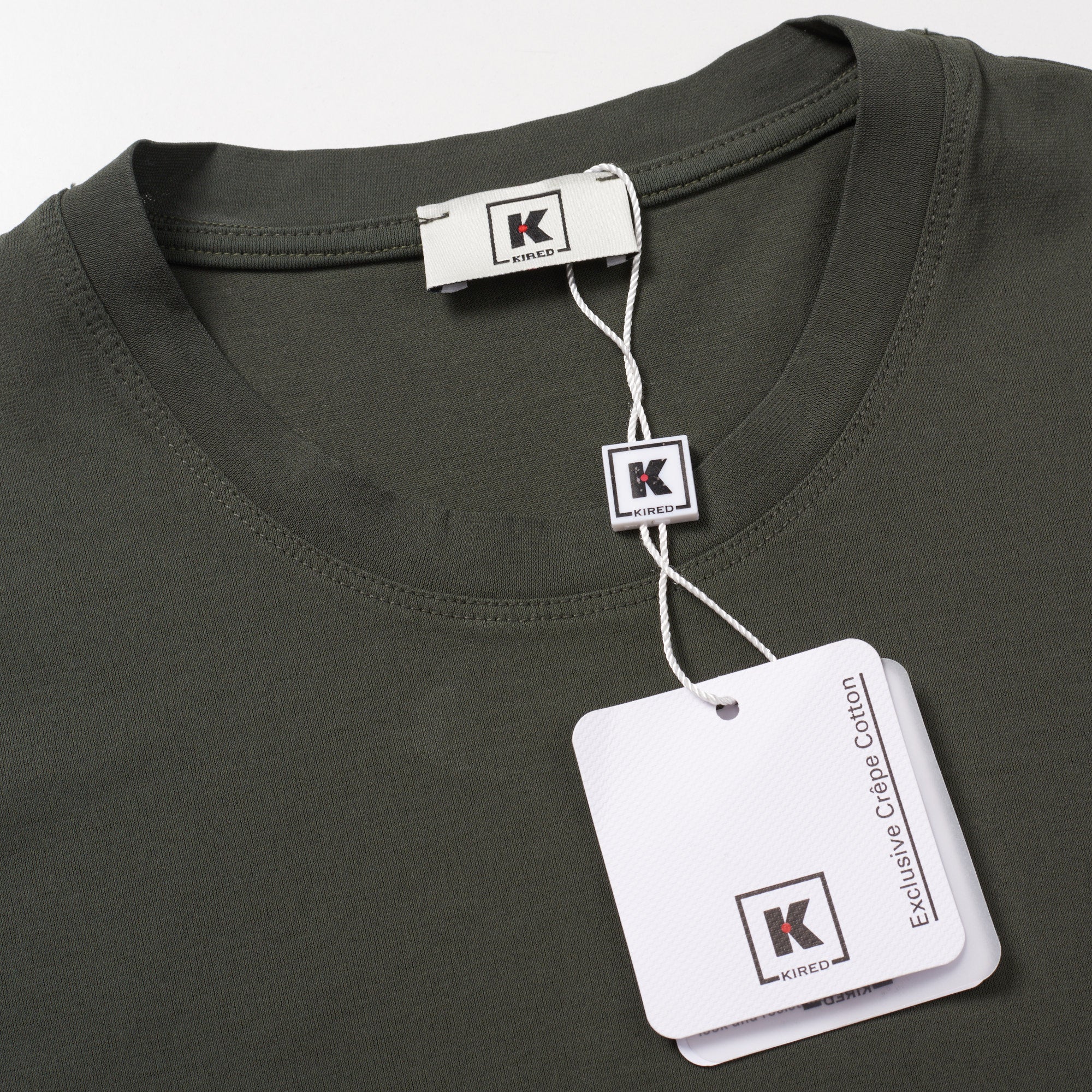 Kiton KIRED "Baciomc" Green Exclusive Crepe Cotton Short Sleeve T-Shirt Slim 2023 KIRED