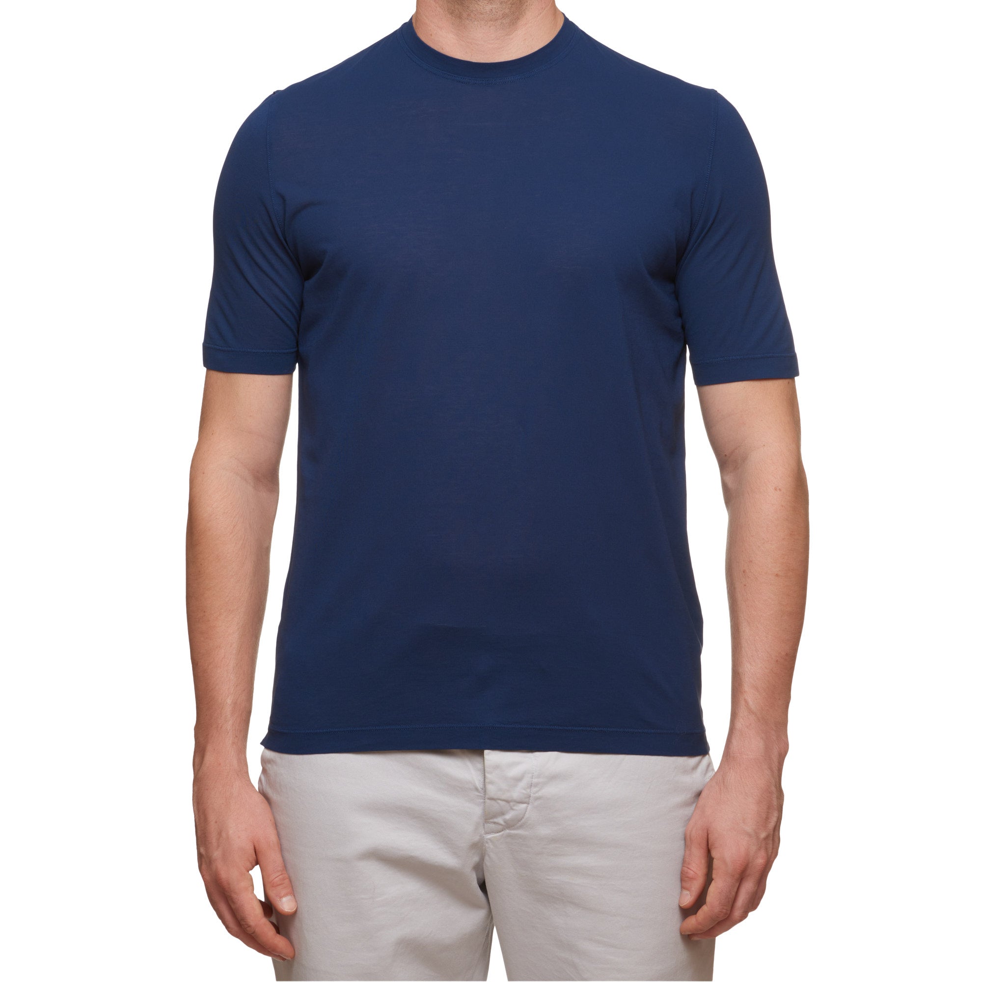 Kiton KIRED "Baciomc" Navy Blue Exclusive Crepe Cotton Short Sleeve T-Shirt Slim 2023 KIRED