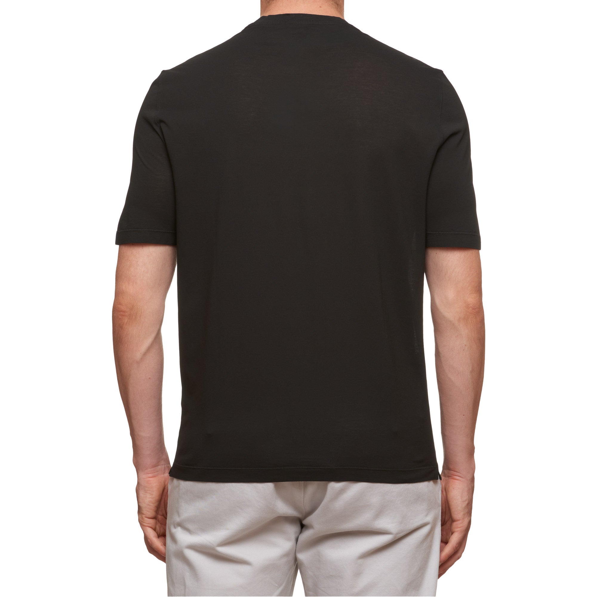Kiton KIRED "Baciomc" Black Exclusive Crepe Cotton Short Sleeve T-Shirt Slim 2023 KIRED