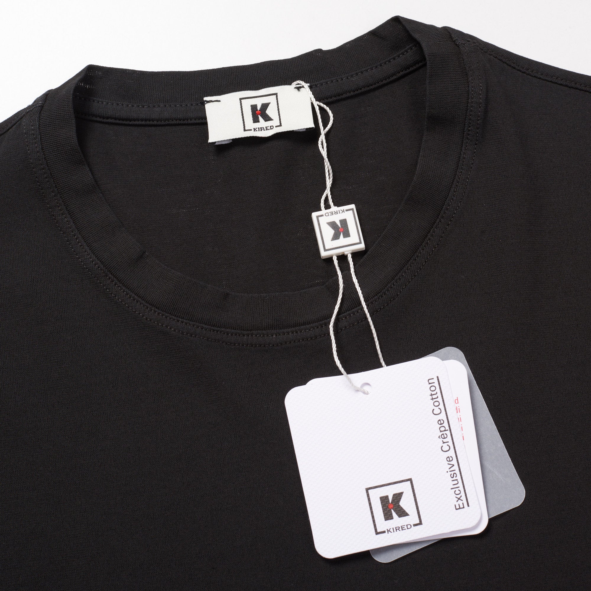 Kiton KIRED "Baciomc" Black Exclusive Crepe Cotton Short Sleeve T-Shirt Slim 2023 KIRED