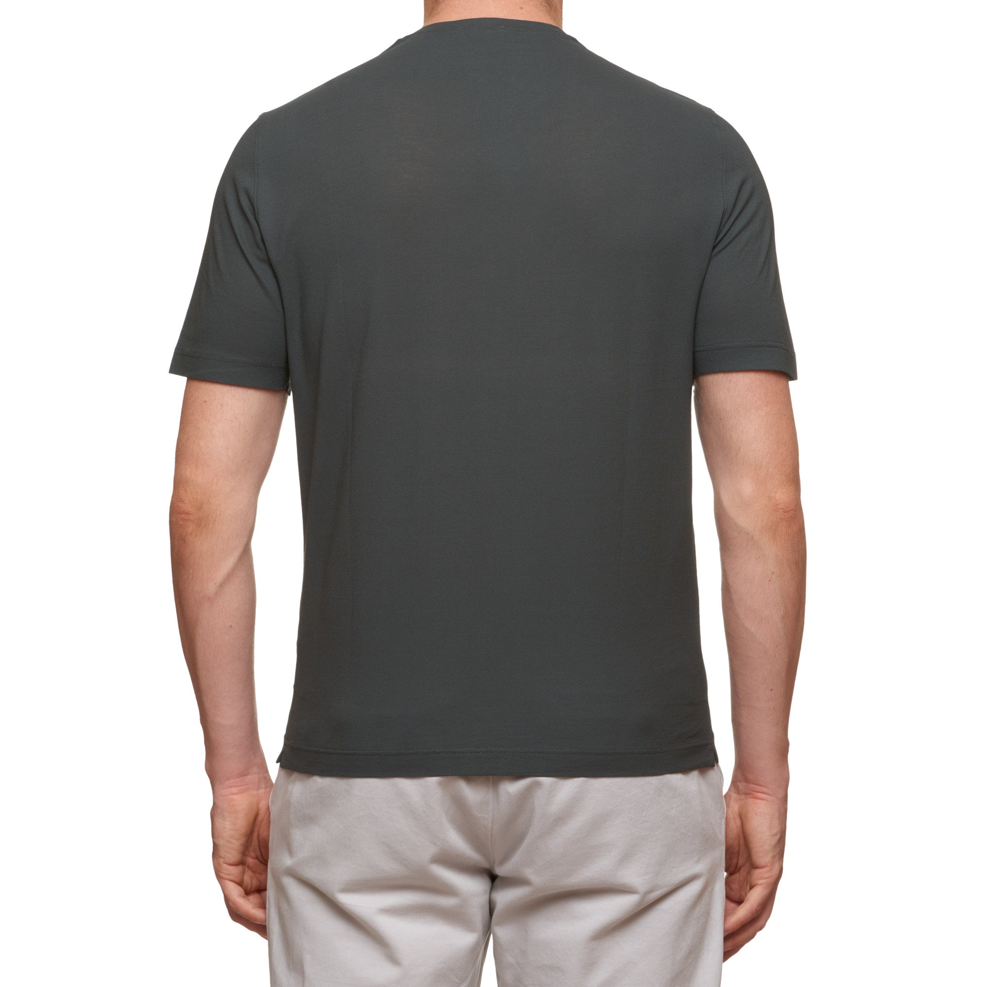 Kiton KIRED "Baciomc" Gray Exclusive Crepe Cotton Short Sleeve T-Shirt Slim 2023 KIRED