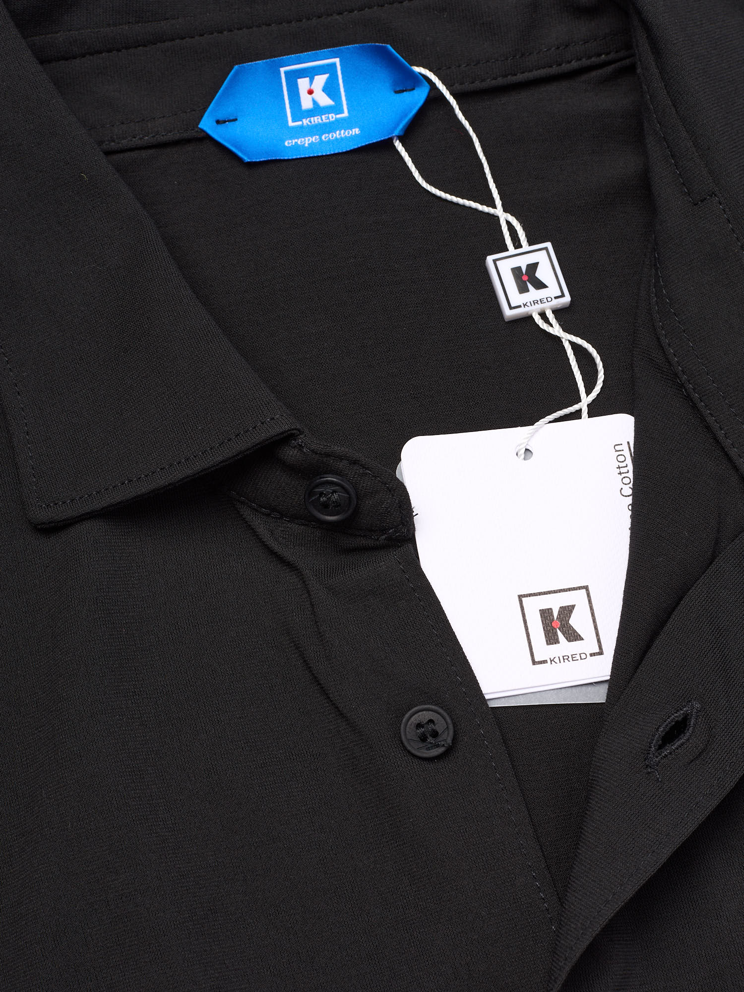 KITON KIRED "Camicia" Black Exclusive Crepe Cotton Short Sleeve Shirt