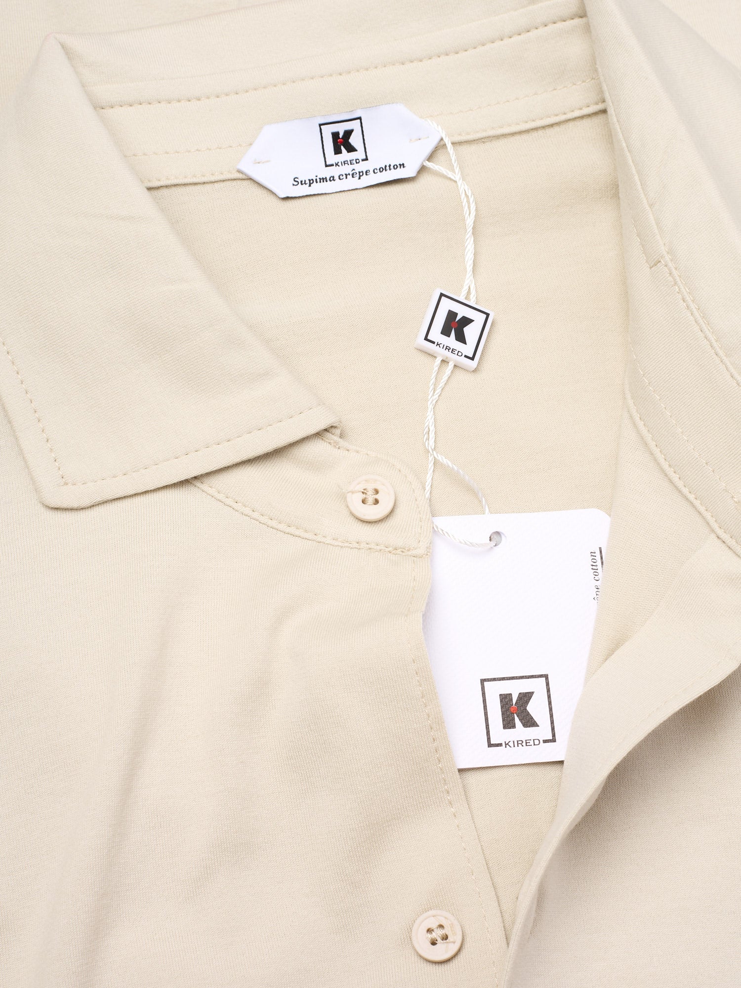 KITON KIRED "Capri" Beige Crepe Cotton Long Sleeve Shirt