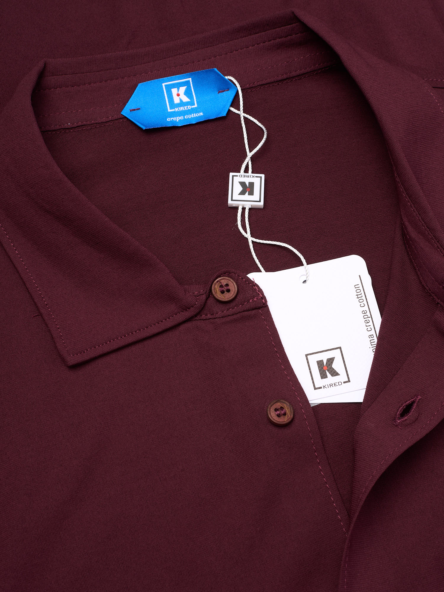 KITON KIRED "Capri" Burgundy Crepe Cotton Long Sleeve Shirt