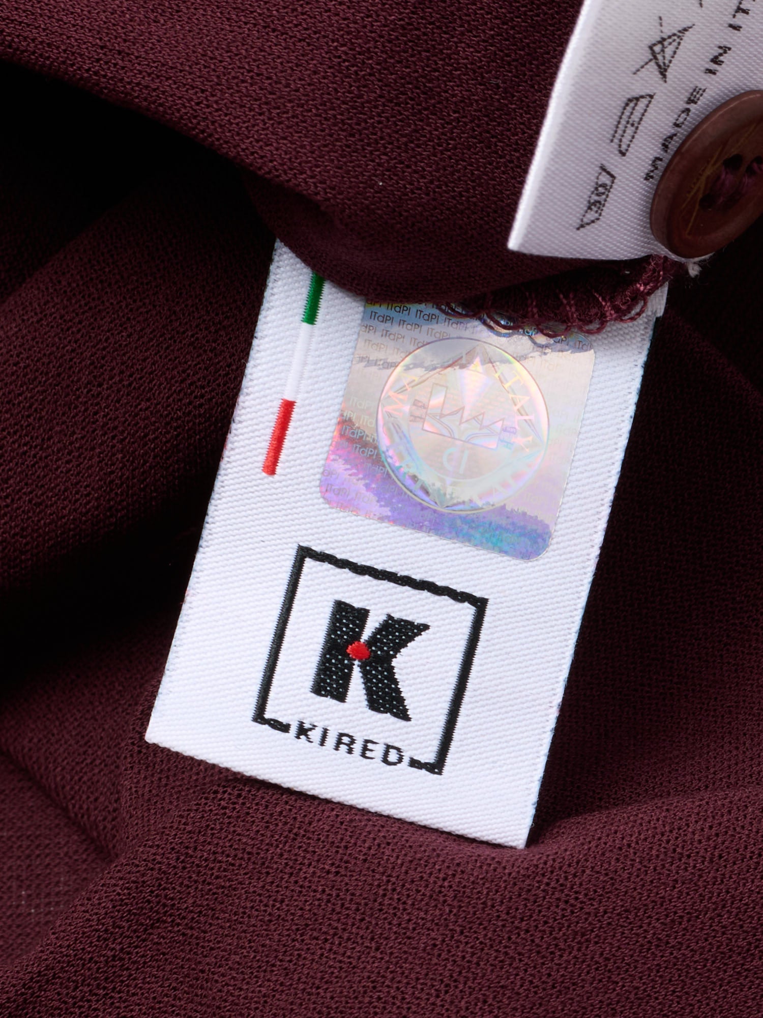 KITON KIRED "Capri" Burgundy Crepe Cotton Long Sleeve Shirt