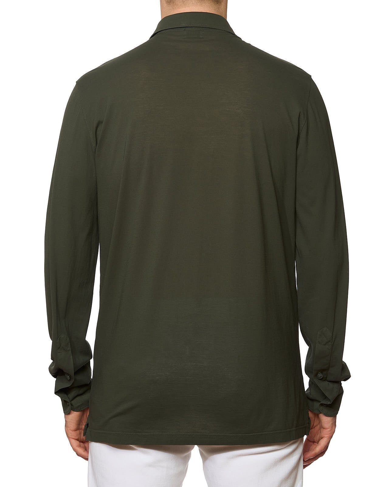 Kiton KIRED "Capriml" Green Cotton Long Sleeve Polo Shirt EU 52 NEW US L Slim