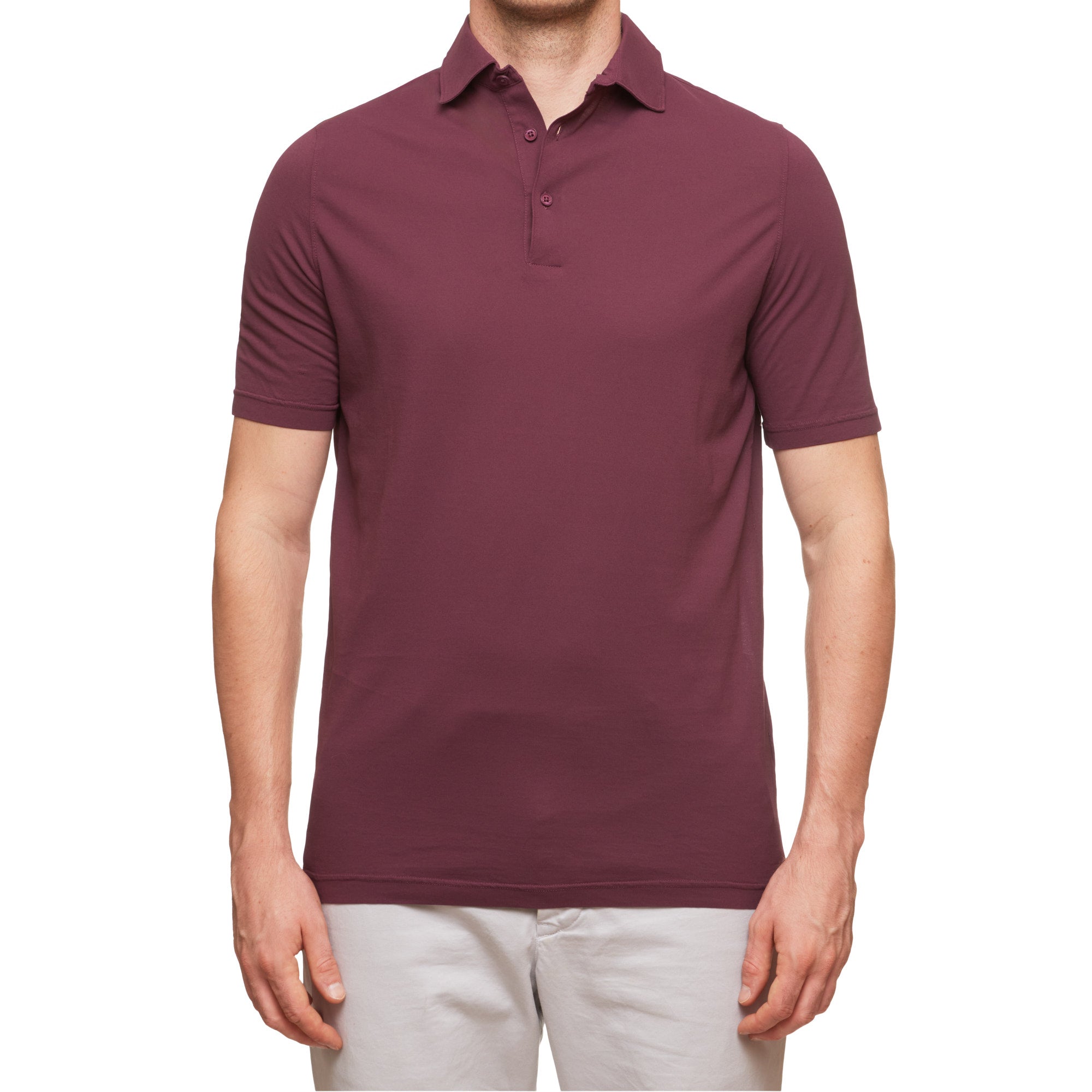 Kiton KIRED "Positano" Aubergine Exclusive Crepe Cotton Short Sleeve Polo Shirt 2023 KIRED