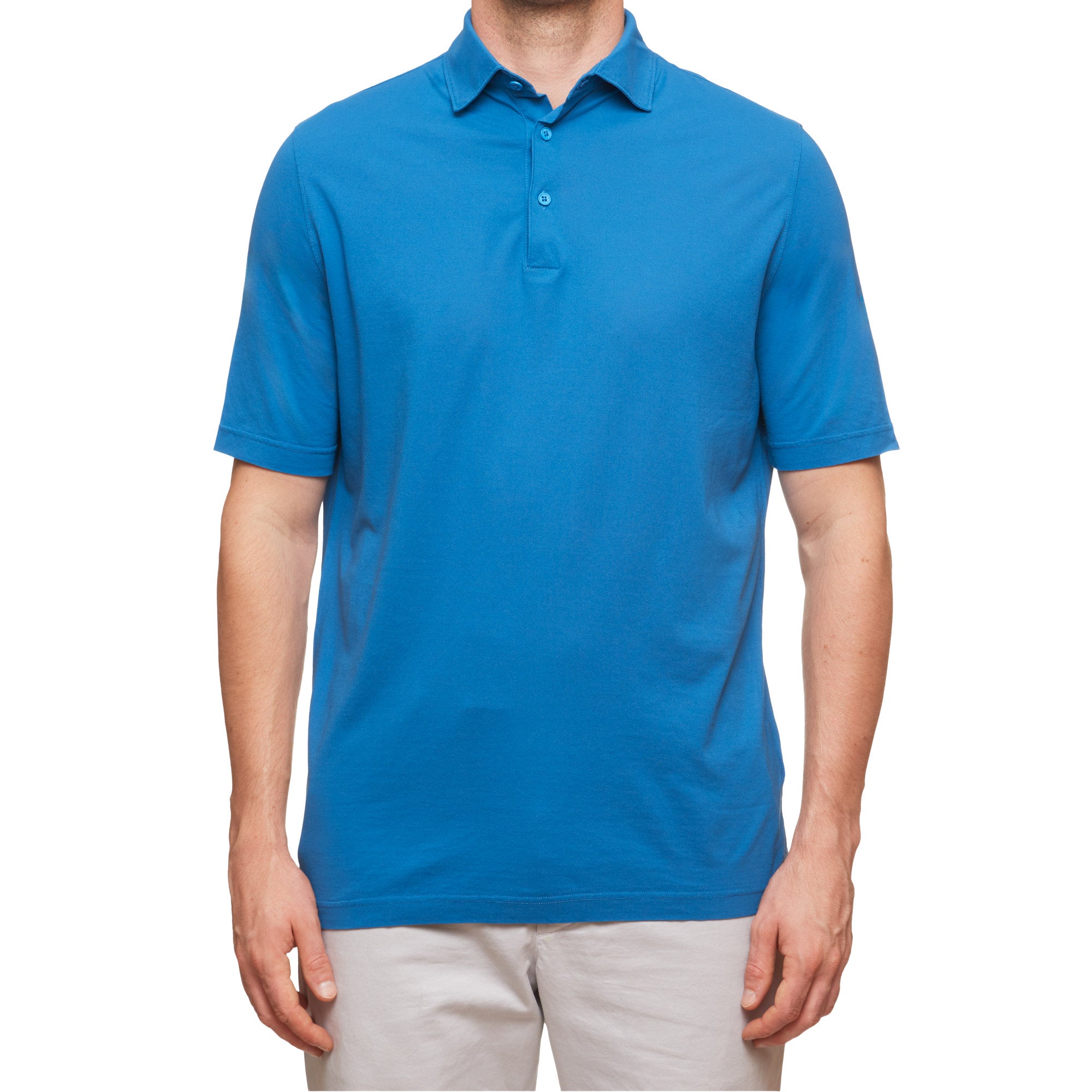 Kiton KIRED "Positano" Blue Exclusive Crepe Cotton Short Sleeve Polo Shirt 2023 KIRED