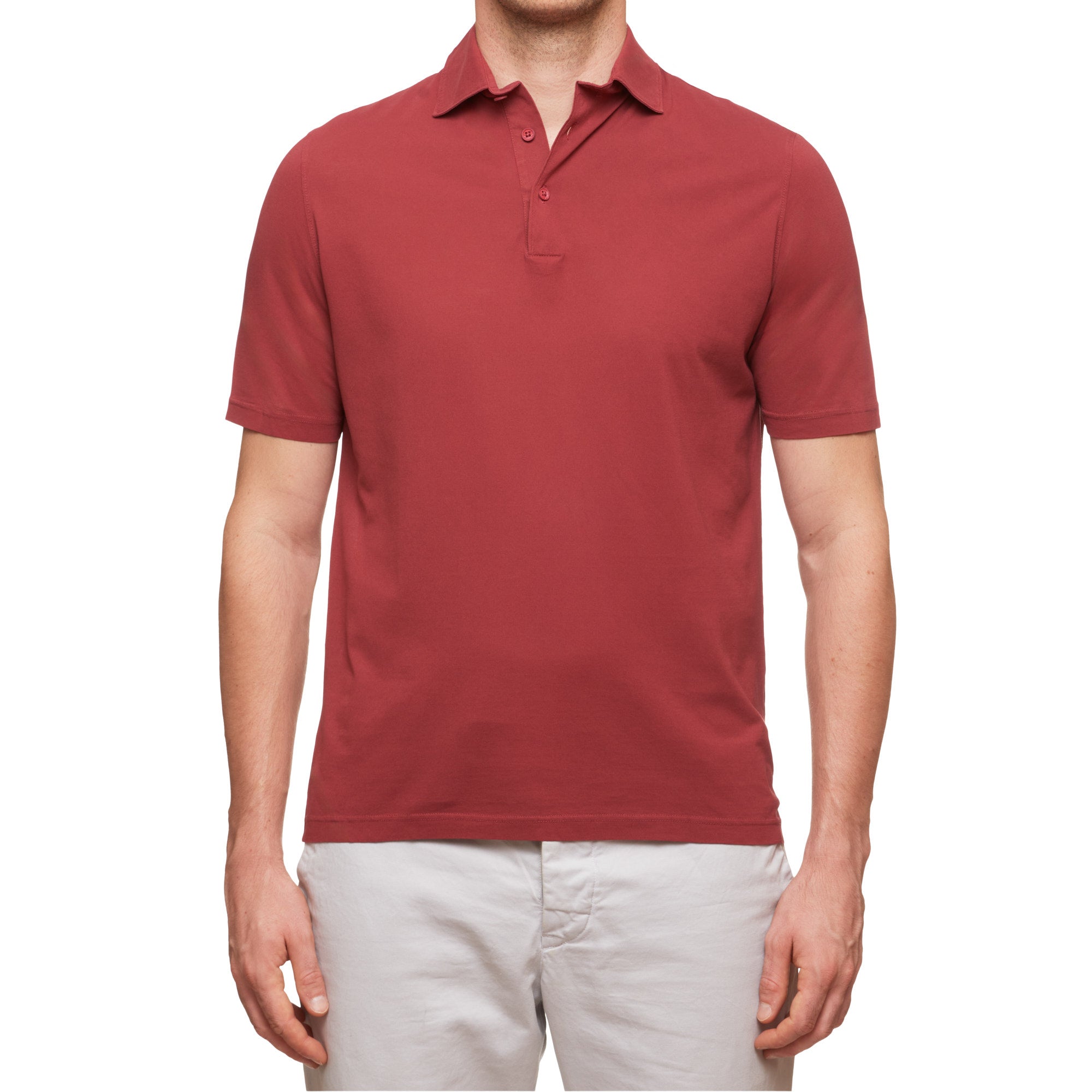 Kiton KIRED "Positano" Brick Red Exclusive Crepe Cotton Short Sleeve Polo Shirt 2023 KIRED