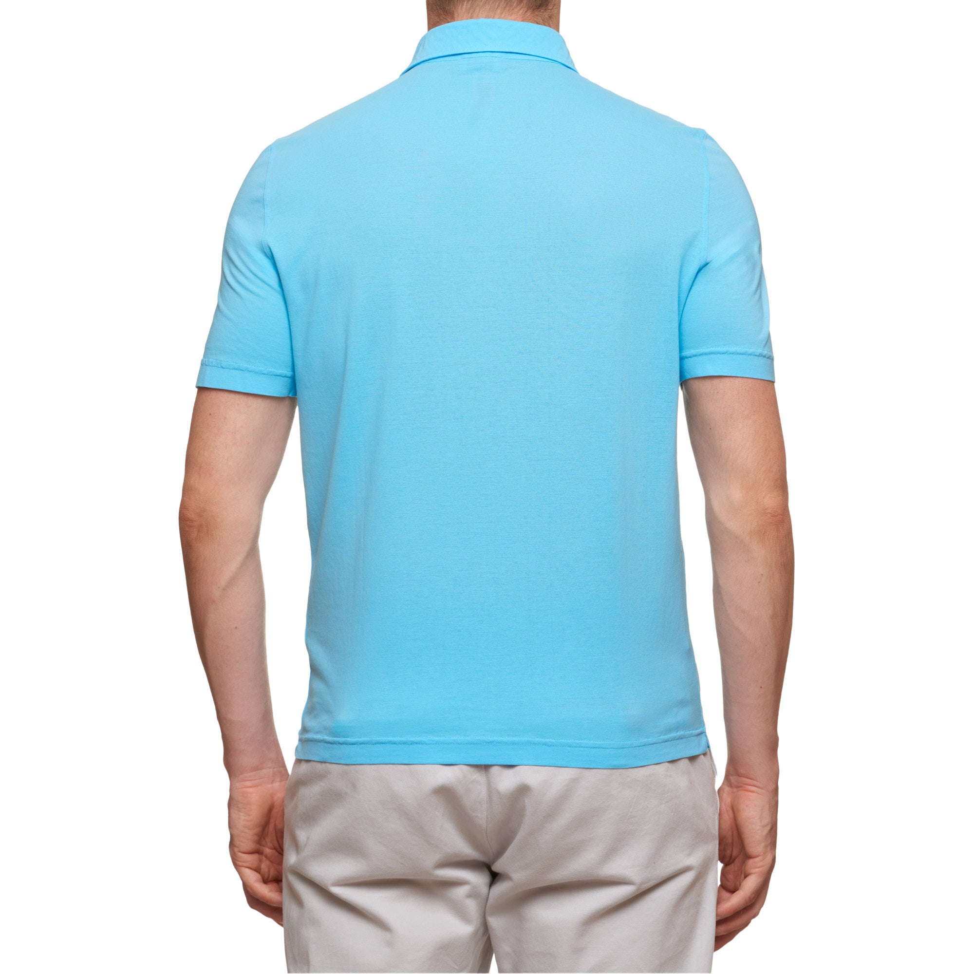 Kiton KIRED "Positano" Light Blue Exclusive Crepe Cotton Short Sleeve Polo Shirt 2023 KIRED