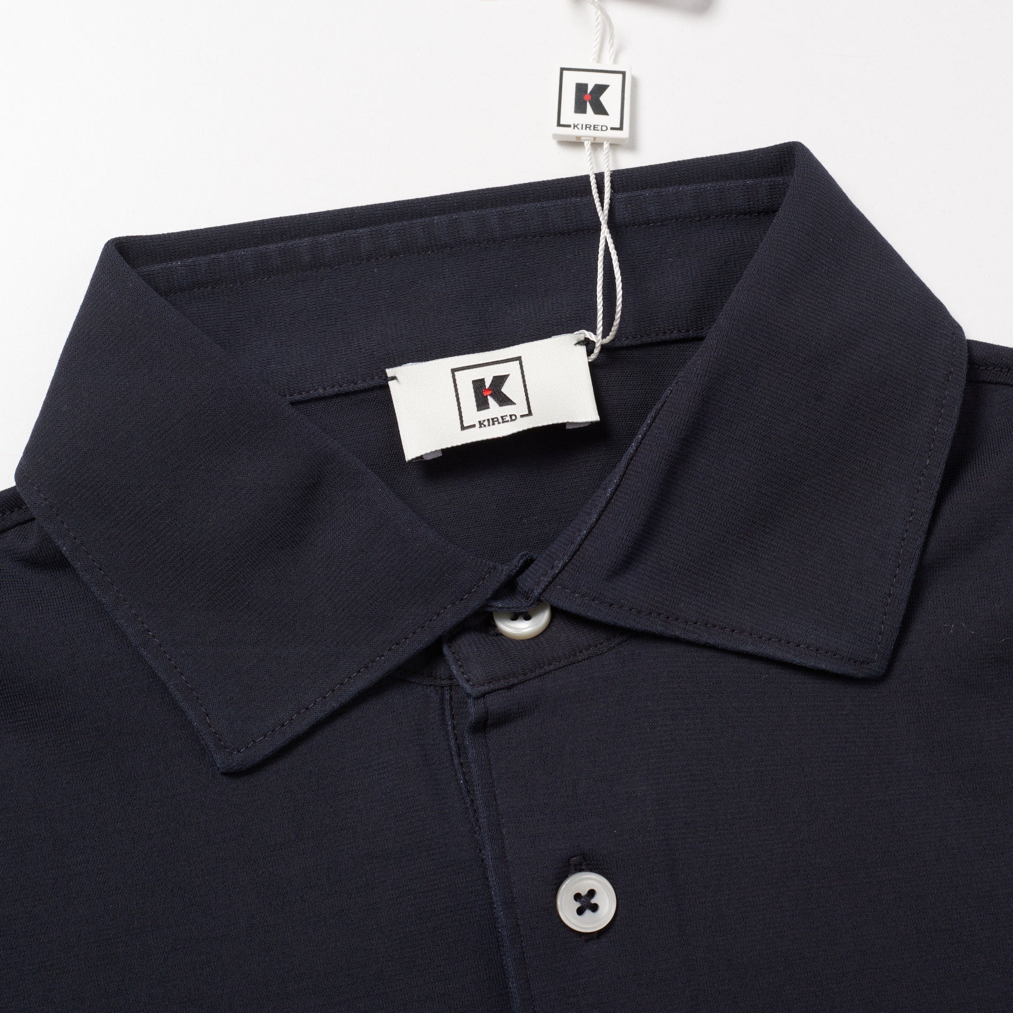 Kiton KIRED "Positano" Millennium Blue Exclusive Crepe Cotton Short Sleeve Polo Shirt S 2023 KIRED