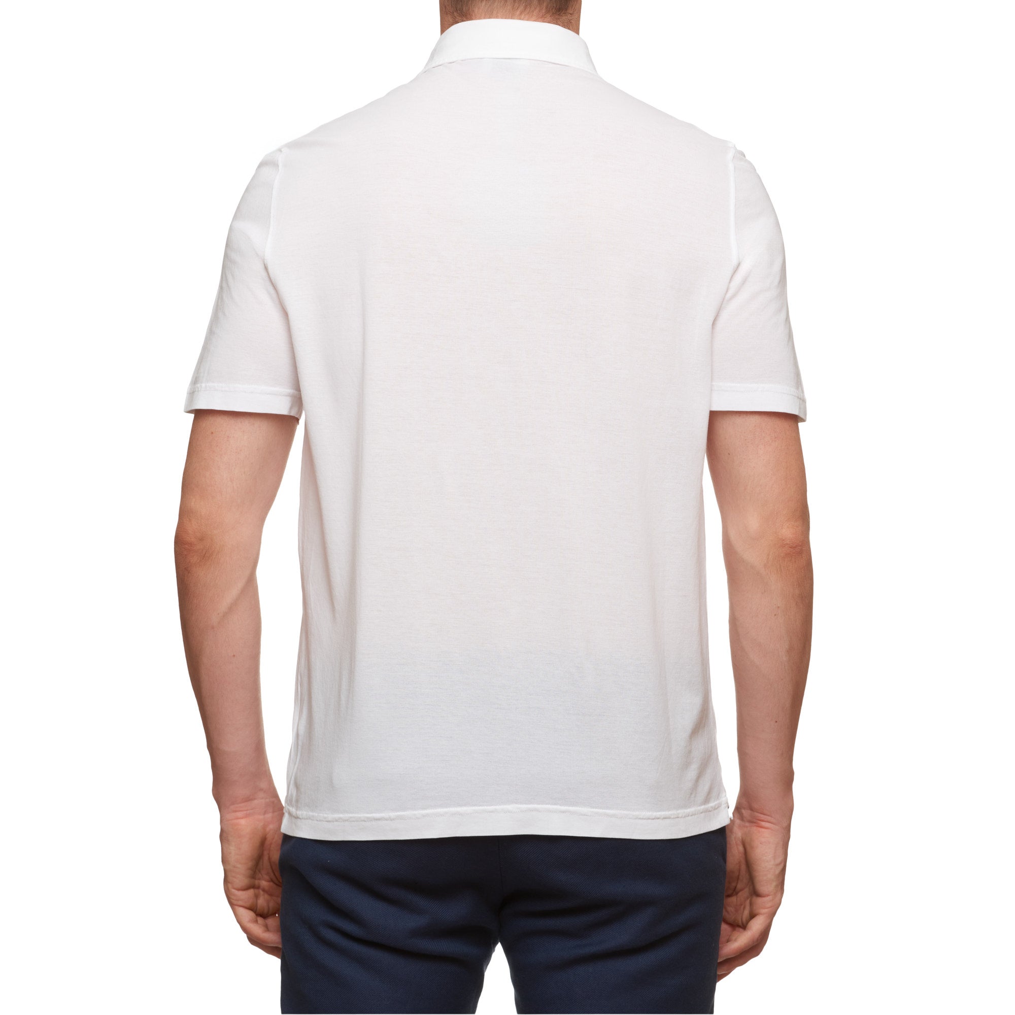 Kiton KIRED "Positano" White Exclusive Crepe Cotton Short Sleeve Polo Shirt 2023 KIRED
