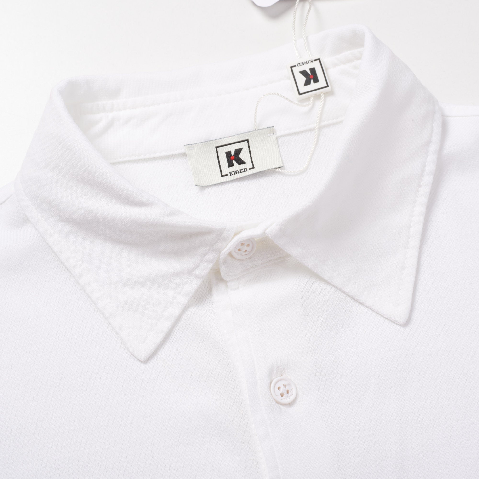 Kiton KIRED "Positano" White Exclusive Crepe Cotton Short Sleeve Polo Shirt 2023 KIRED