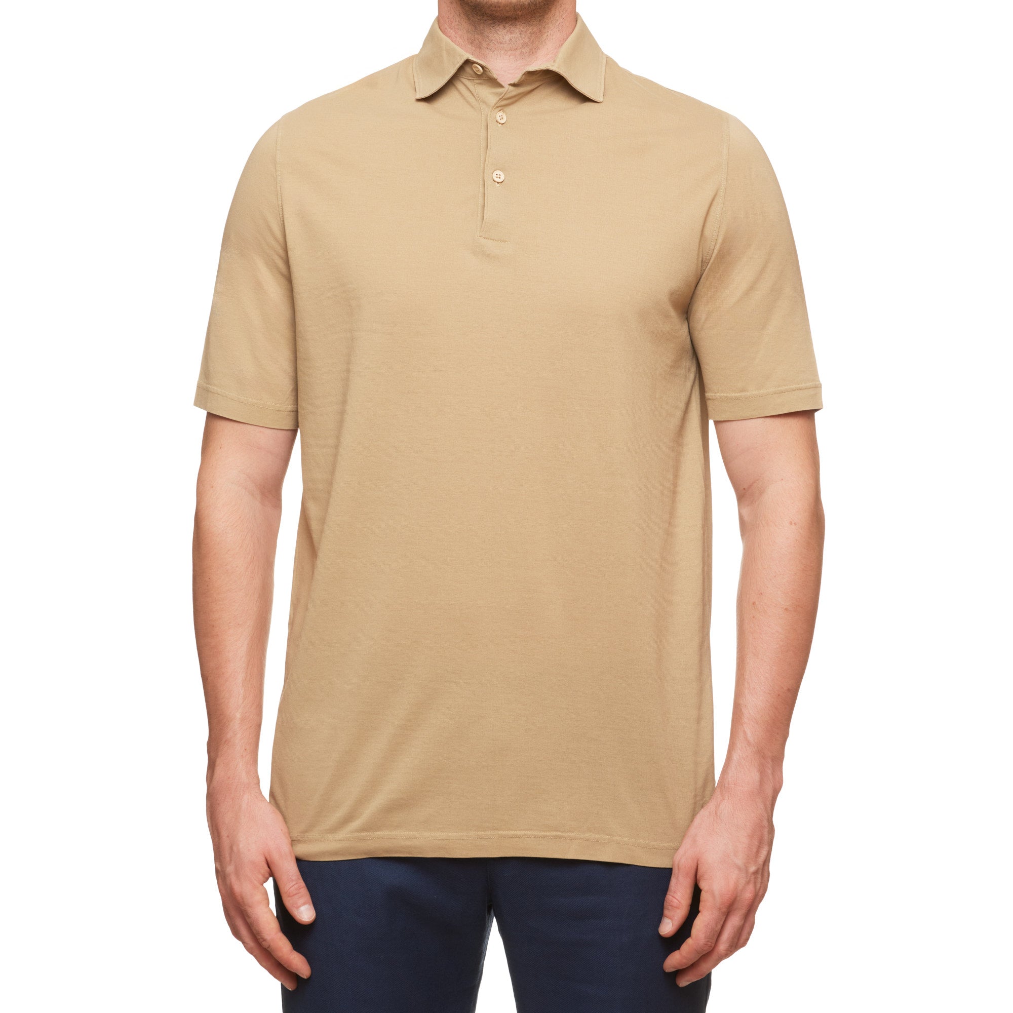 Kiton KIRED "Positano" Tan Exclusive Crepe Cotton Short Sleeve Polo Shirt 2023 KIRED