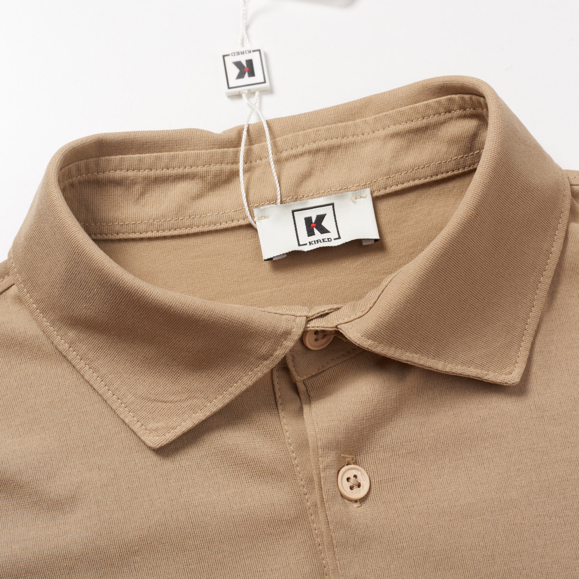 Kiton KIRED "Positano" Tan Exclusive Crepe Cotton Short Sleeve Polo Shirt 2023 KIRED