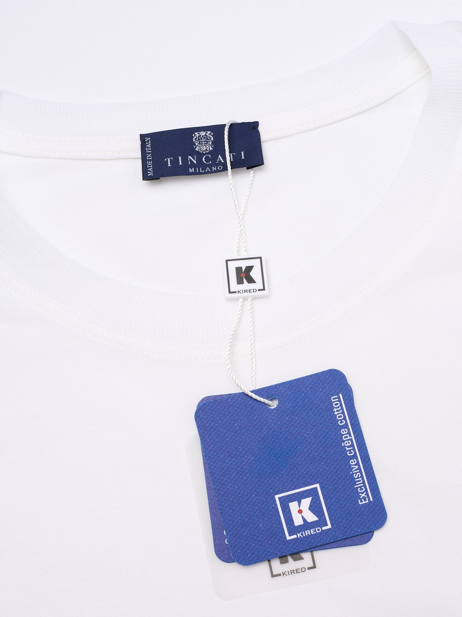 KITON KIRED for Tincati Milano White Exclusive Crepe Cotton Short Sleeve T-Shirt