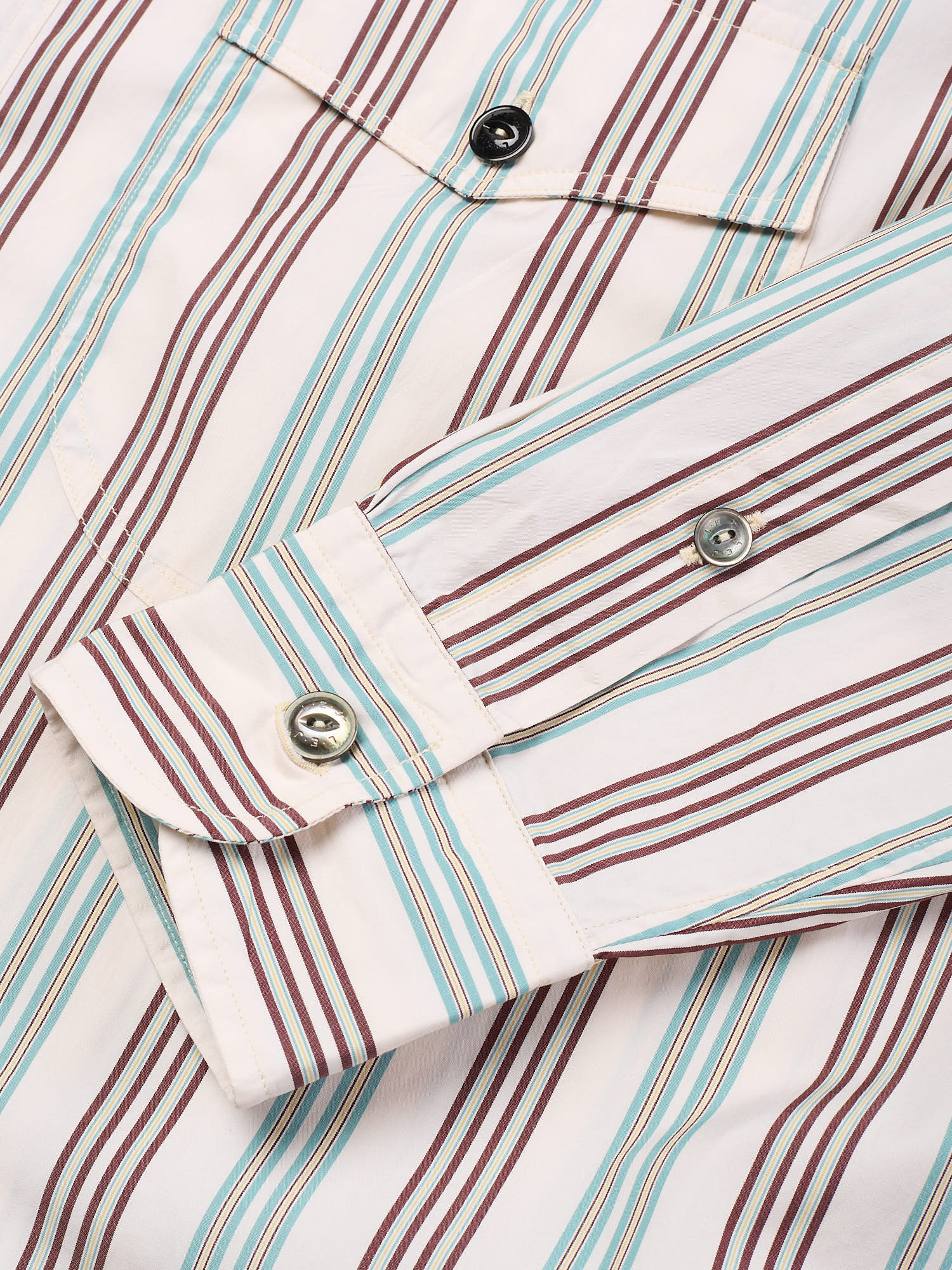 L.E.J White Brown-Green Striped Come-Up-To-The-Studio Shirt US XXL NEW