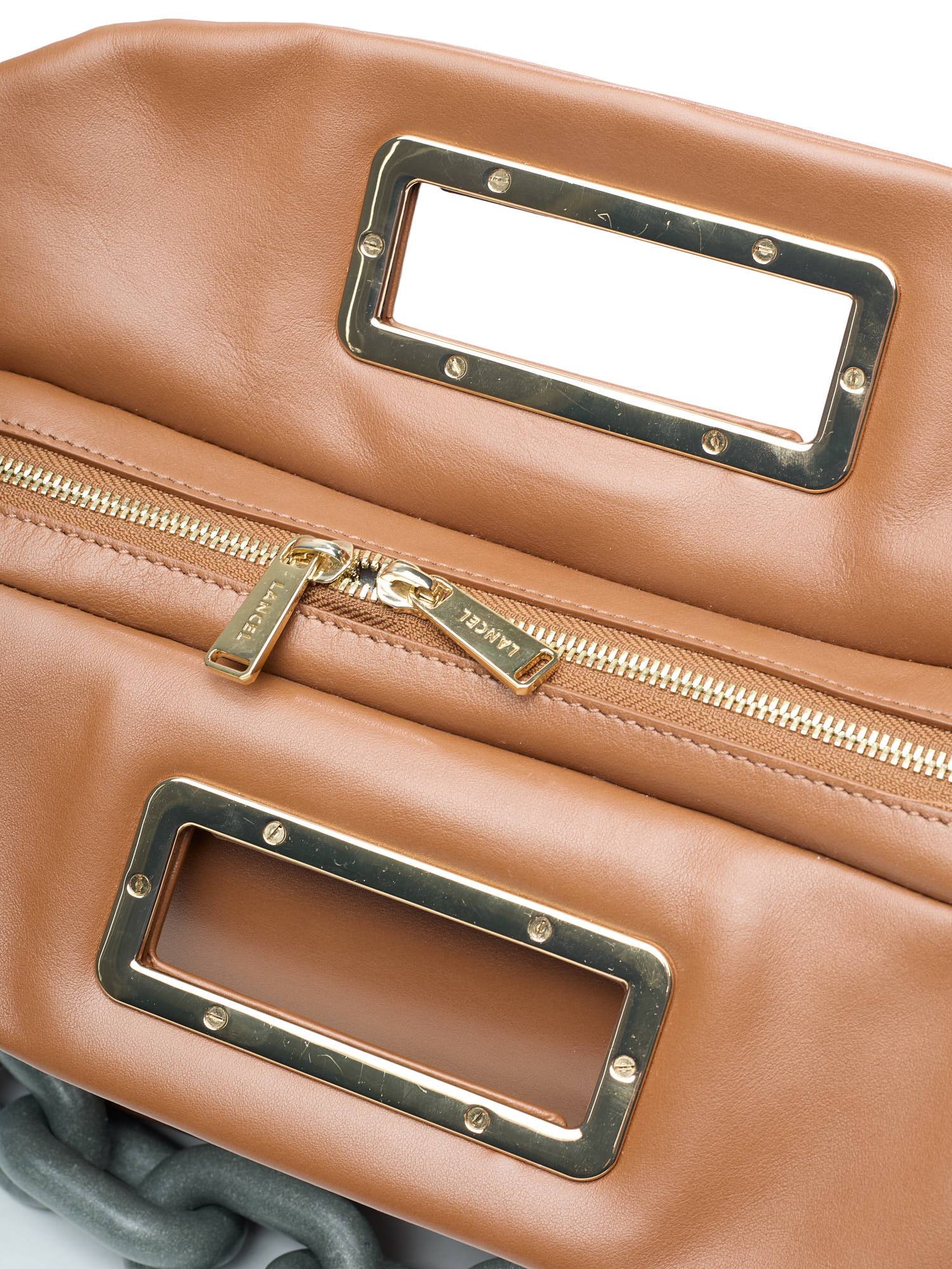 LANCEL PARIS Brown "Cocoon" Broen Leather Handbag Jumbo